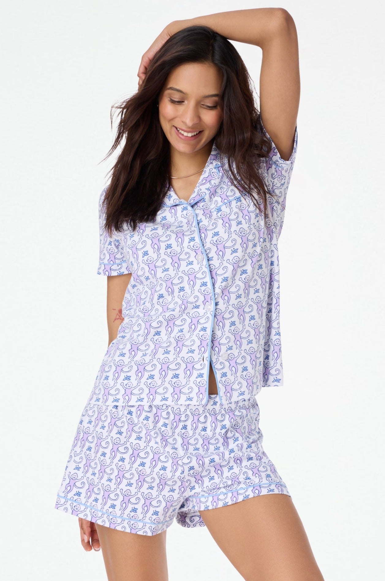 Monkey Print Polo Pajama Set