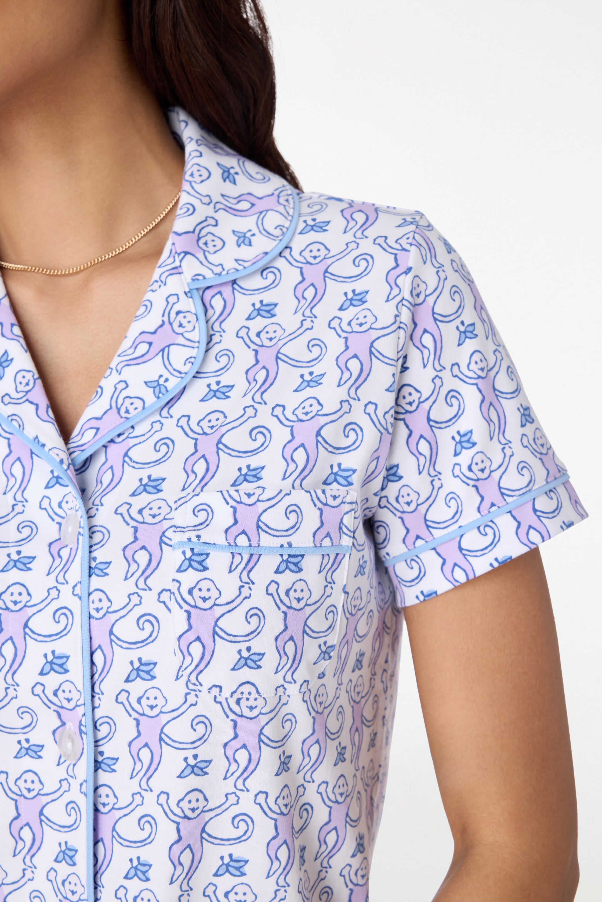 Monkey Print Polo Pajama Set