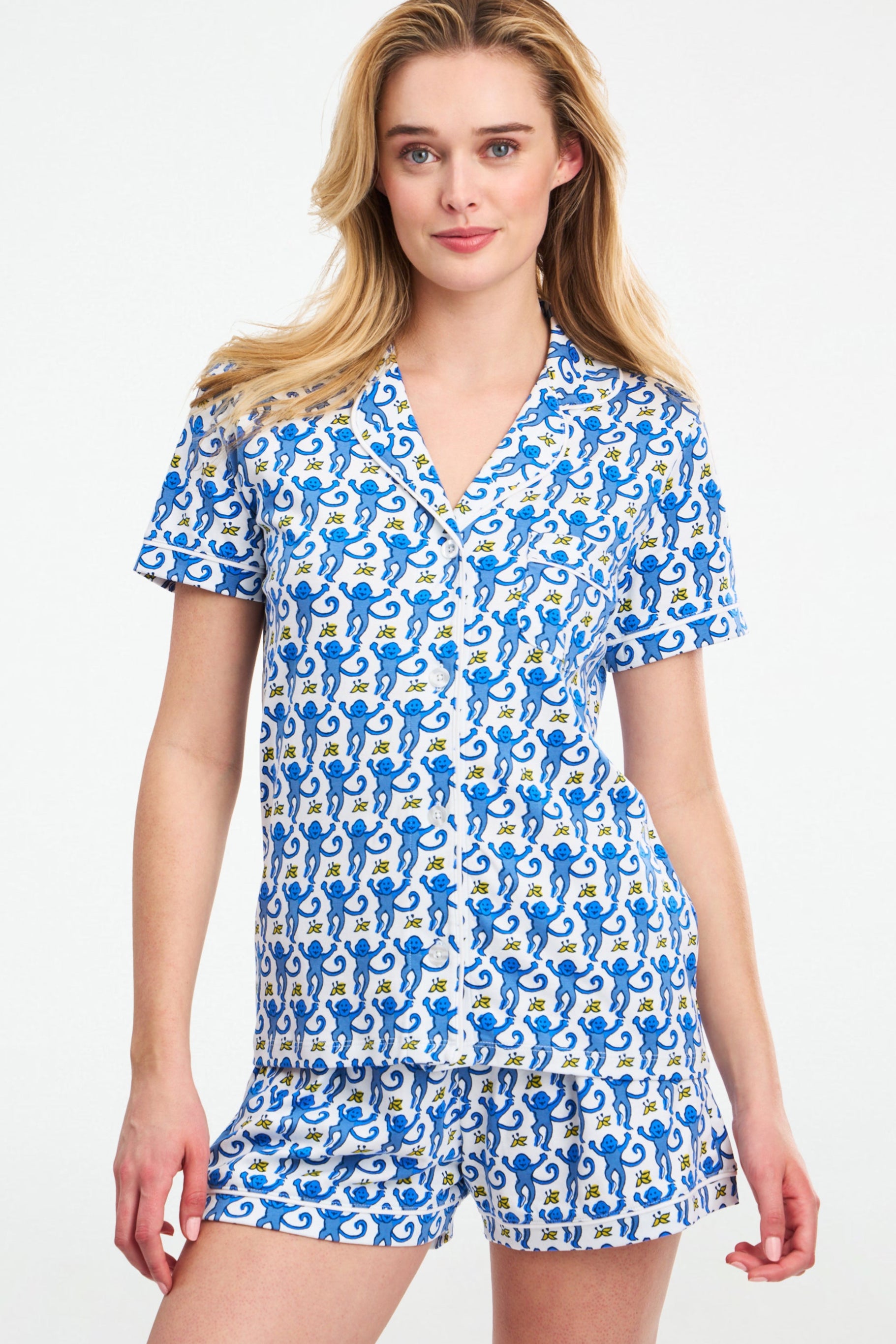 Monkey Print Polo Pajama Set