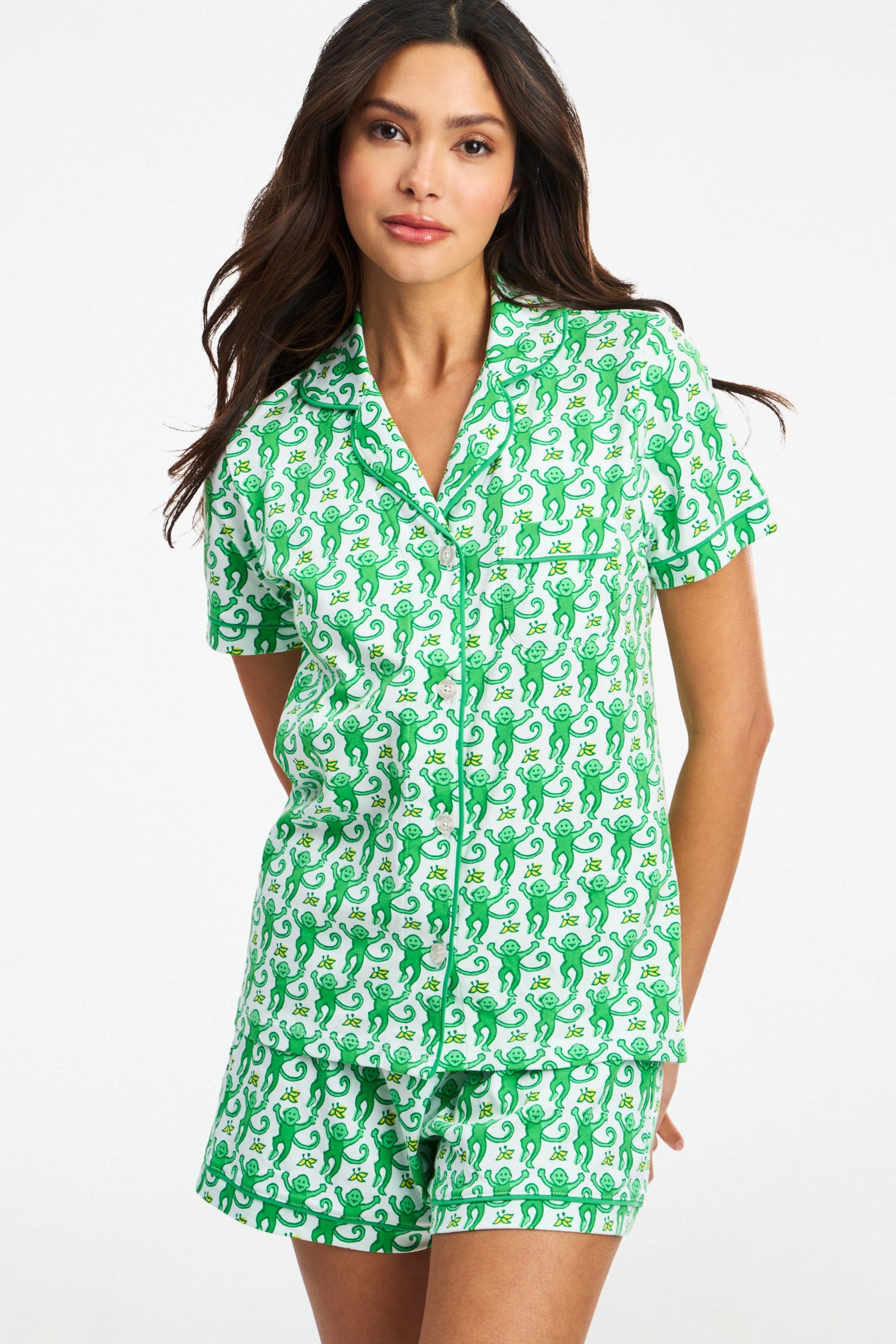 Monkey Print Polo Pajama Set