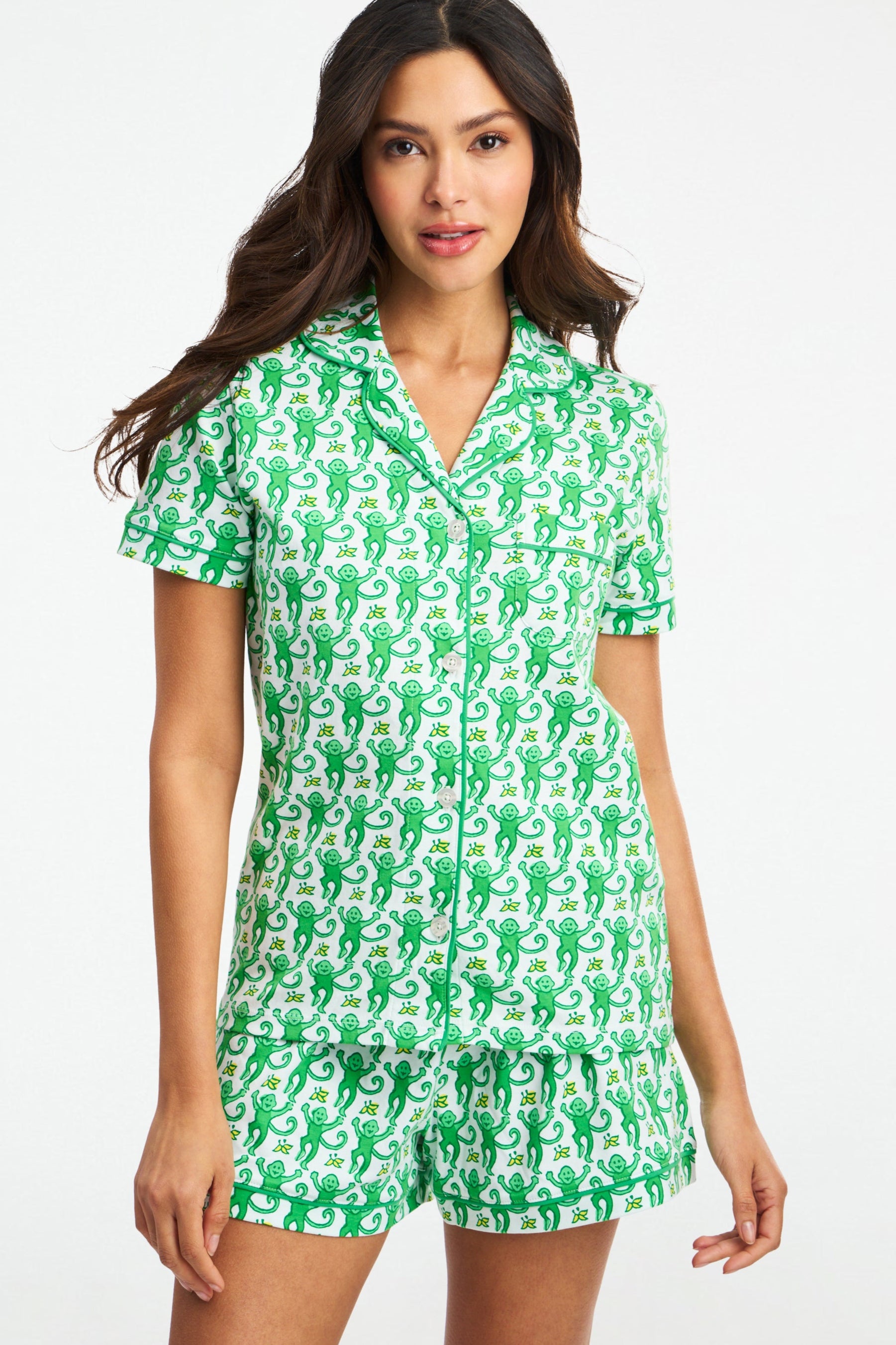 Monkey Print Polo Pajama Set