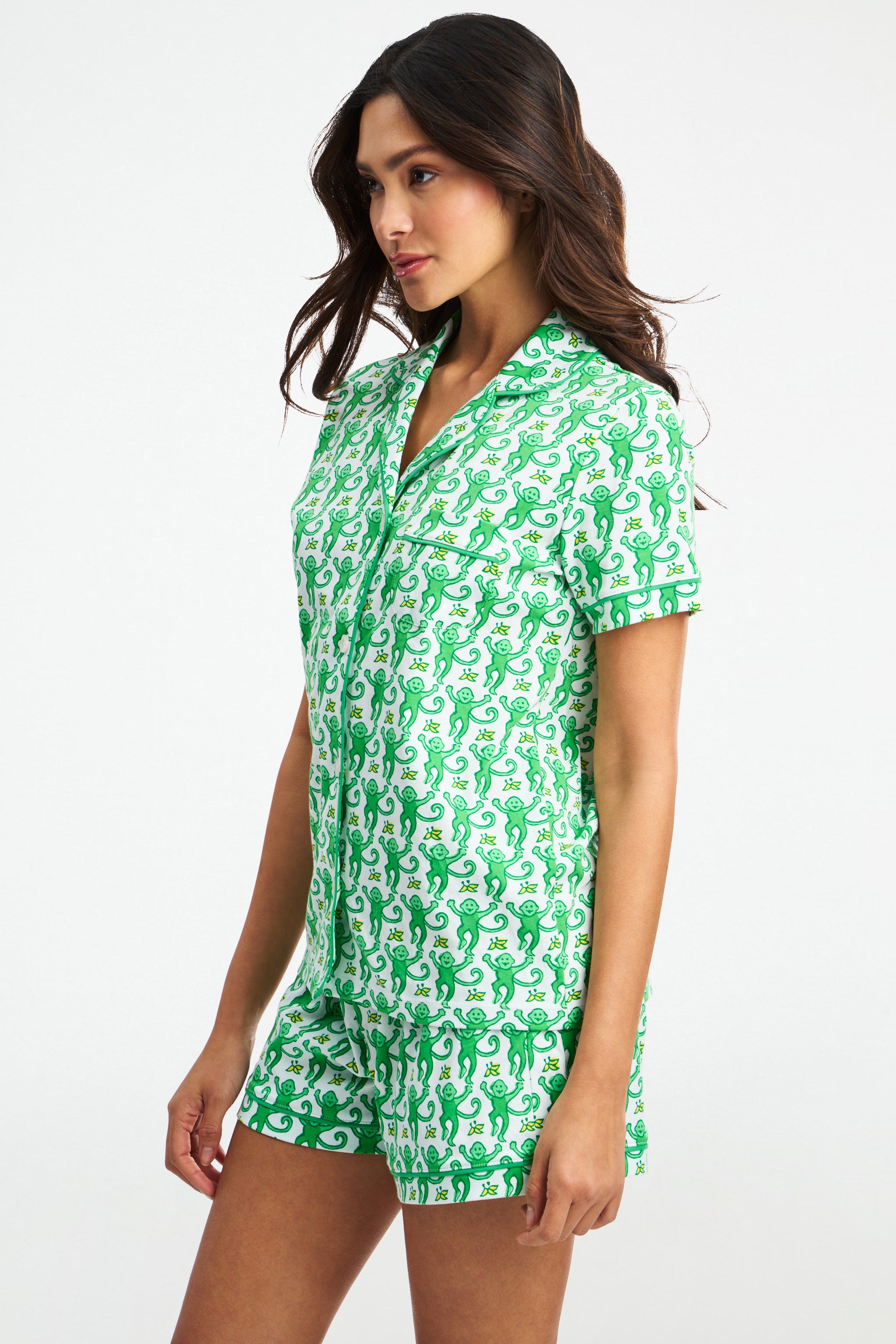 Monkey Print Polo Pajama Set