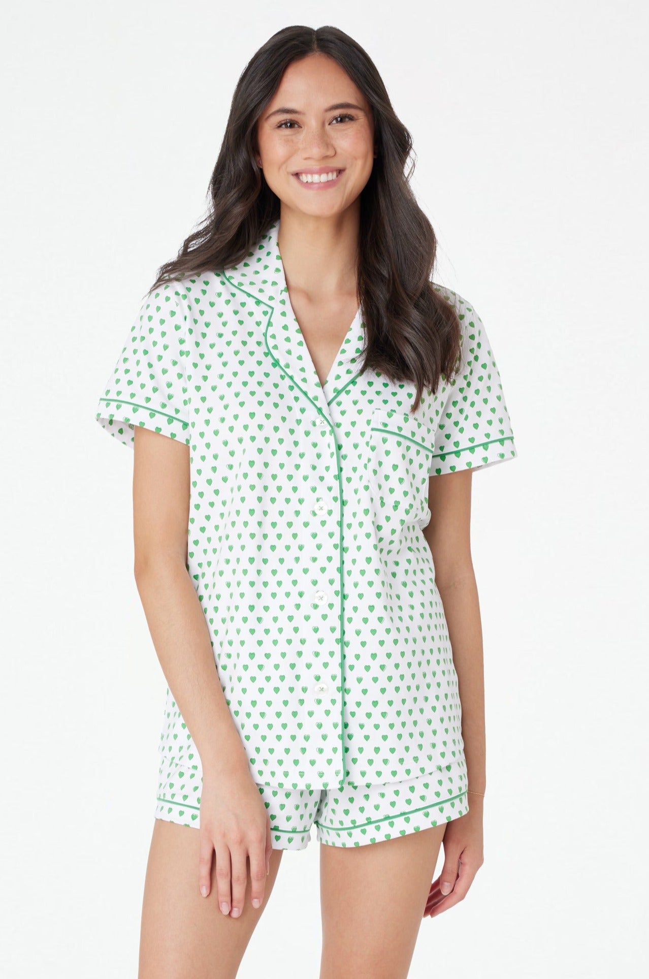 Hearts Print Cotton Pajama Set