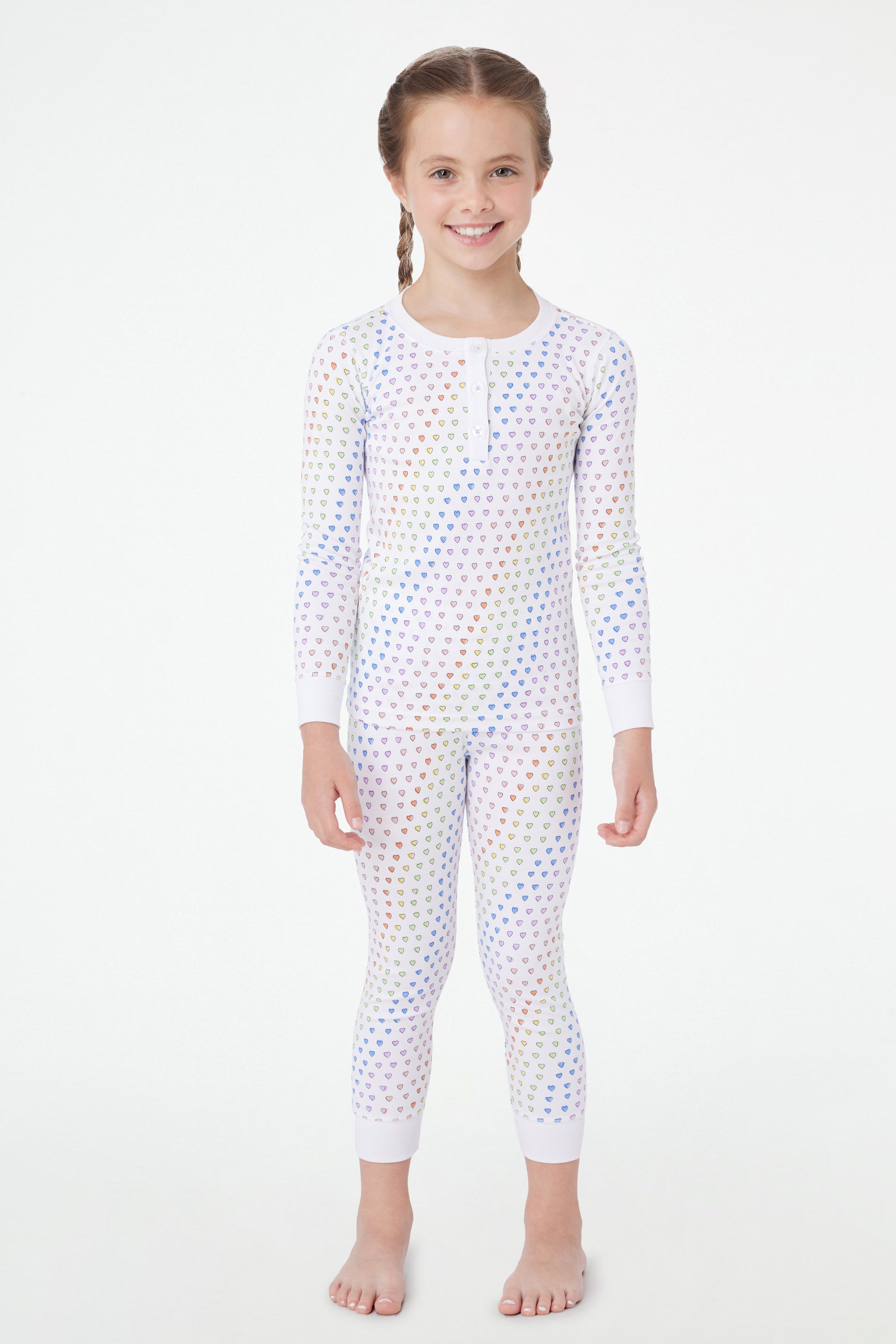 Heart Print Kids Pajamas for Sleep & Play