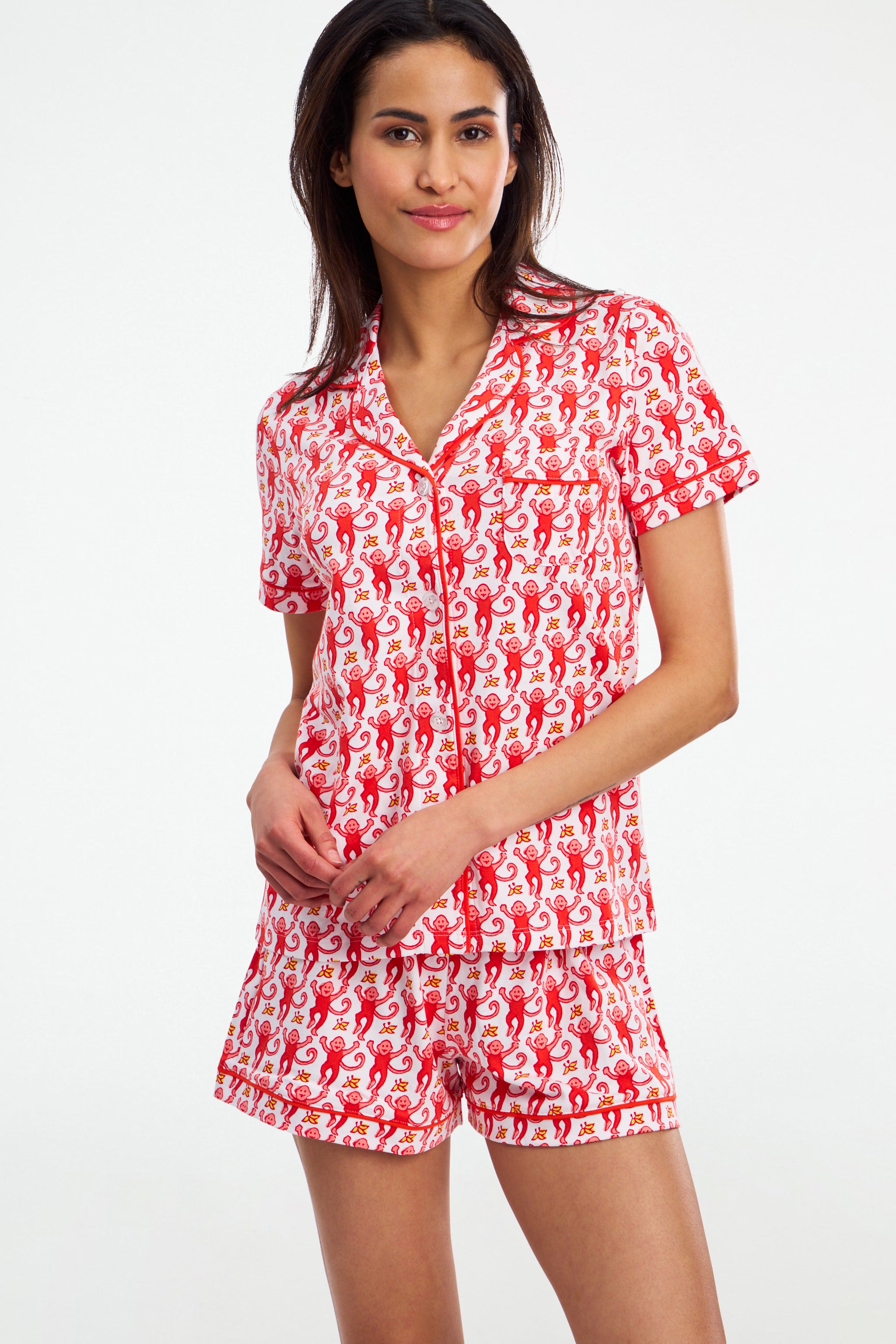 Monkey Print Polo Pajama Set