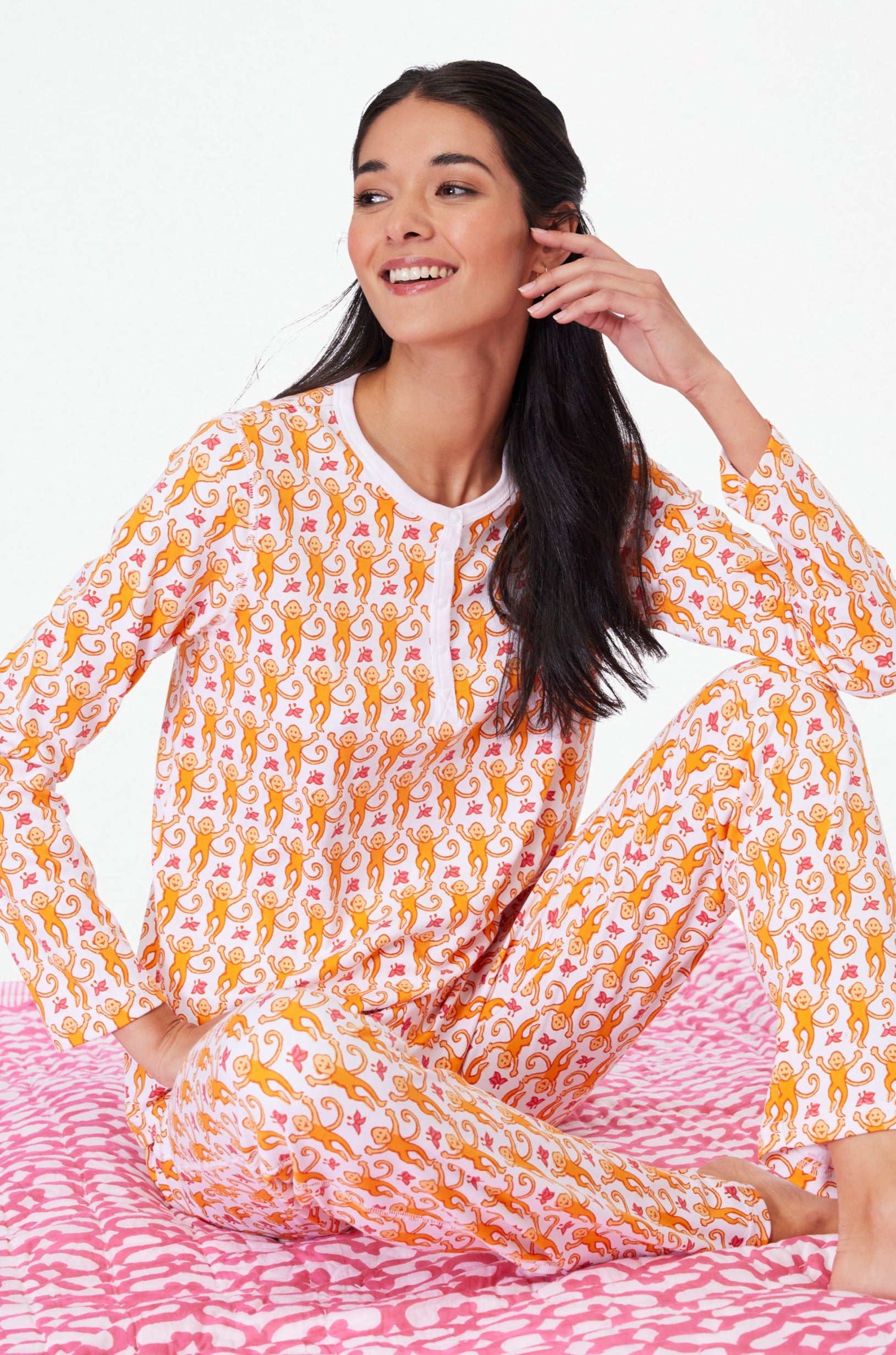 Soft Monkey Print Pajamas for Kids