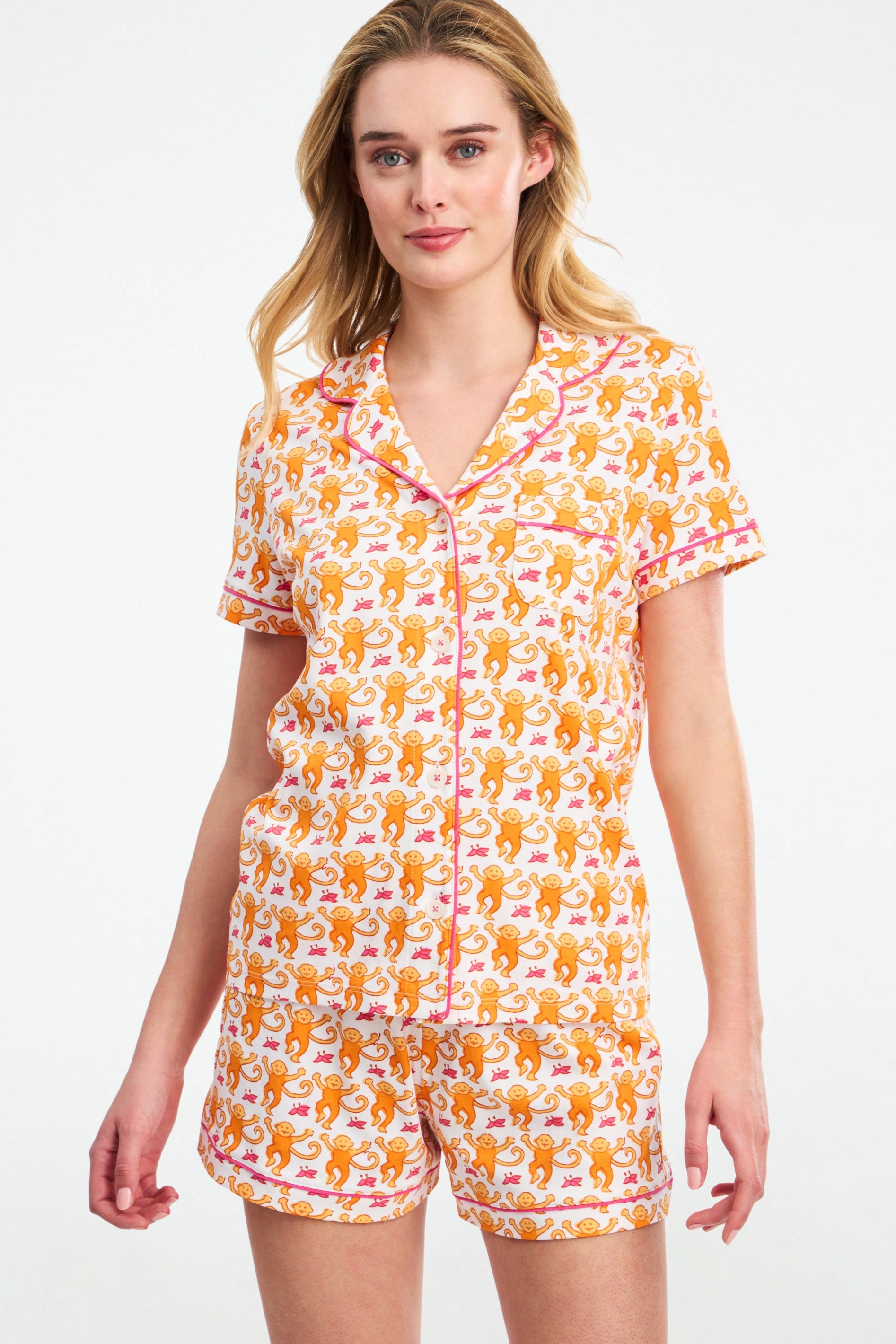 Monkey Print Polo Pajama Set