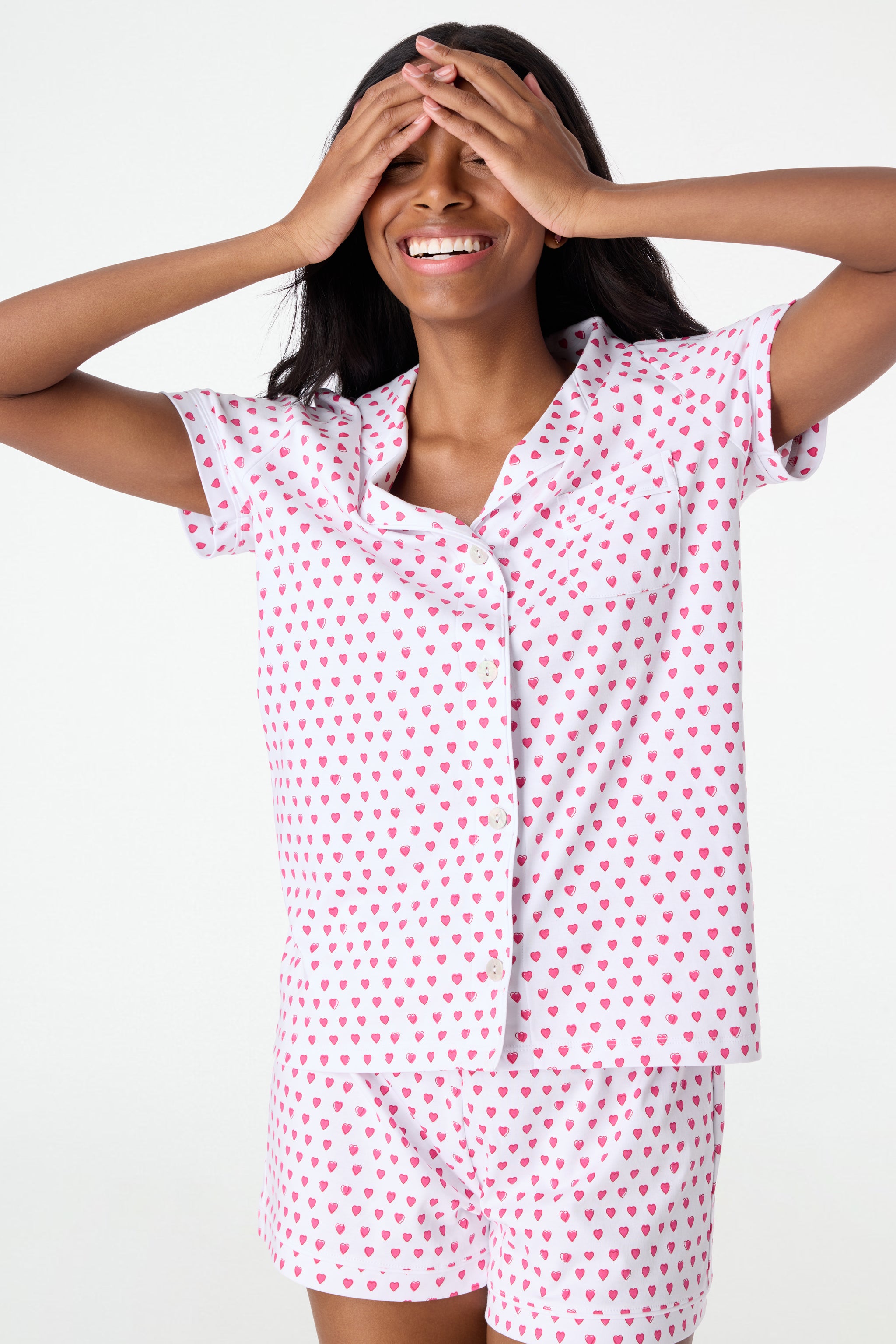 Hearts Print Cotton Pajama Set