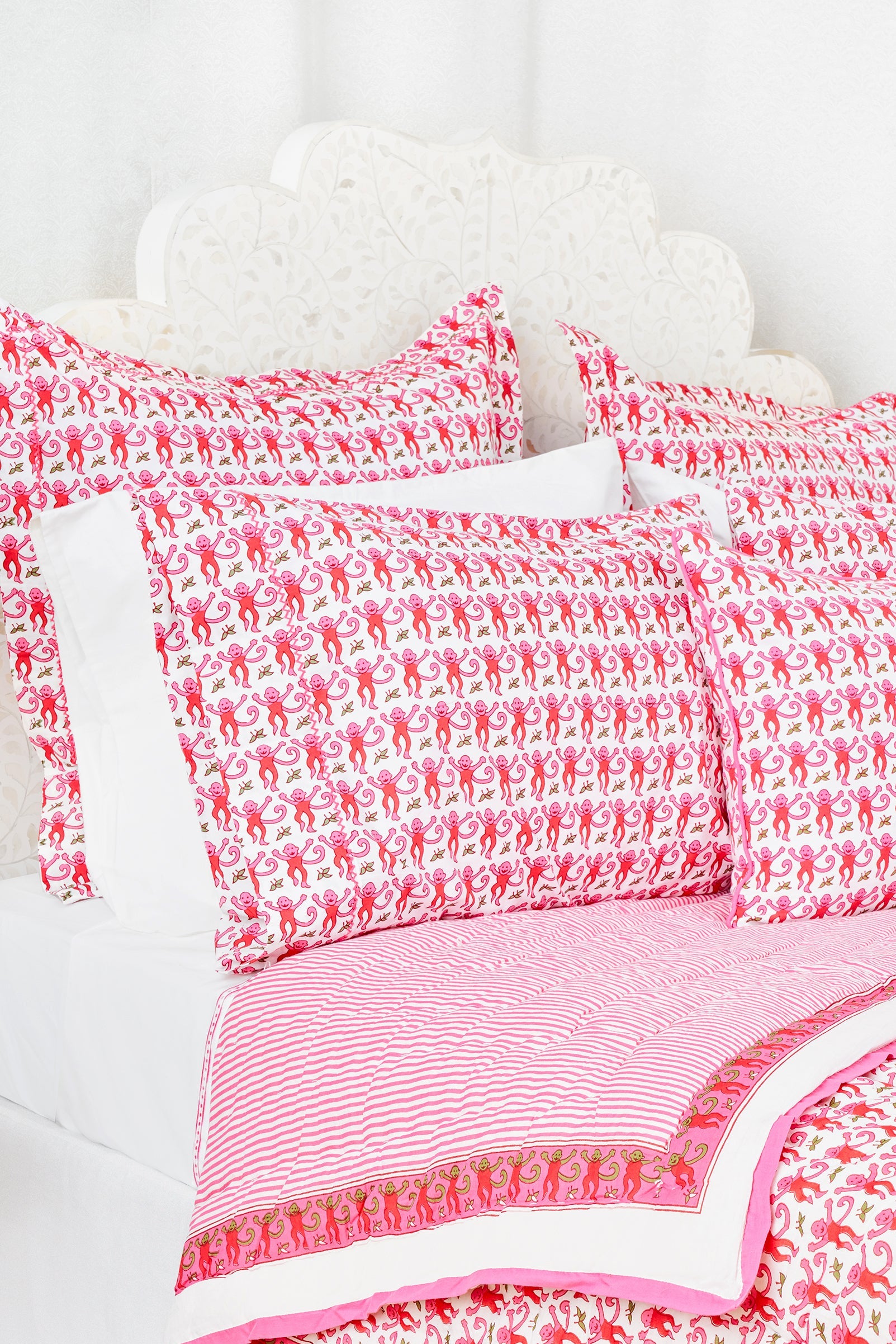 Soft Monkey Print Pillowcase Set