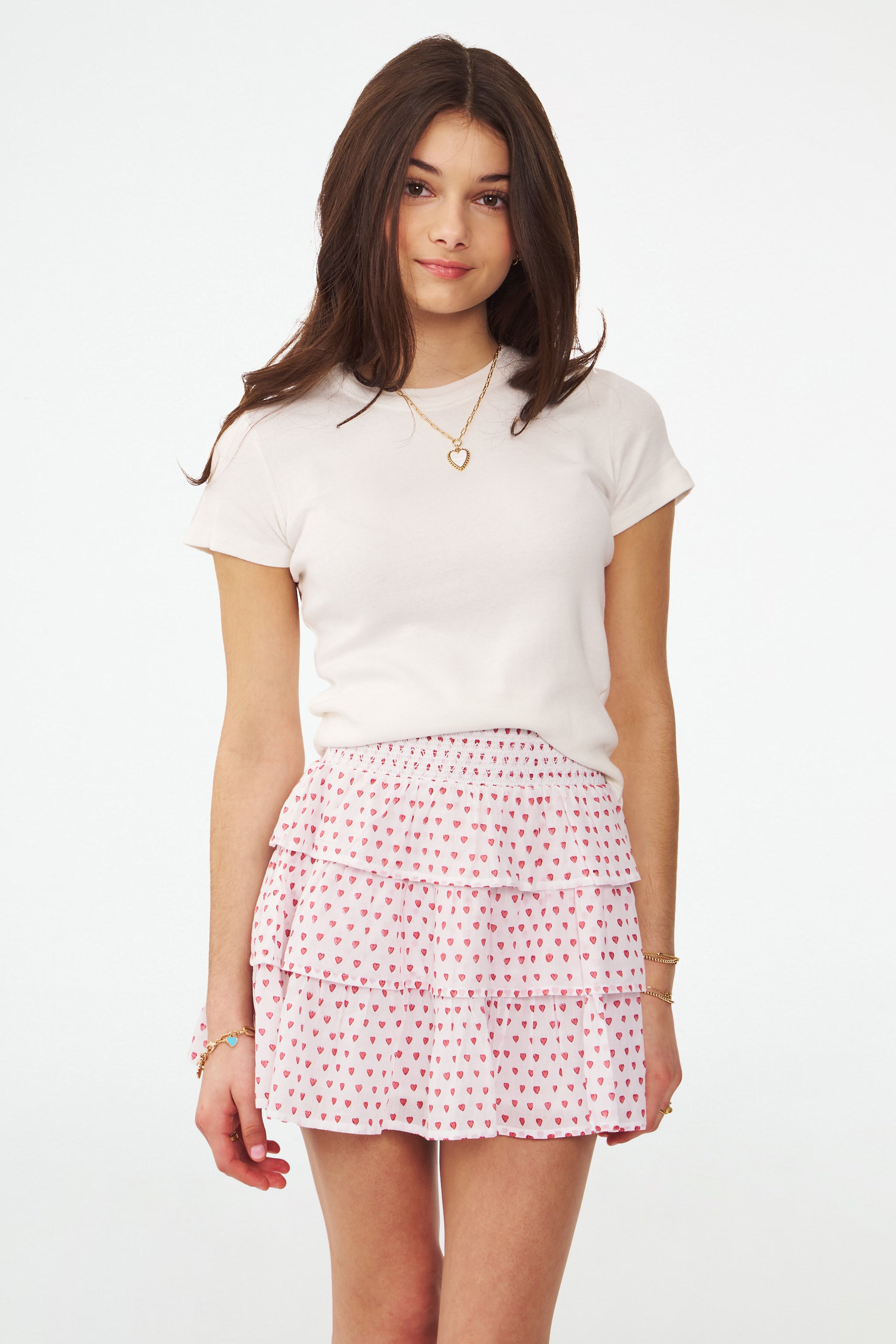 Sami Heart Print Skirt for Girls