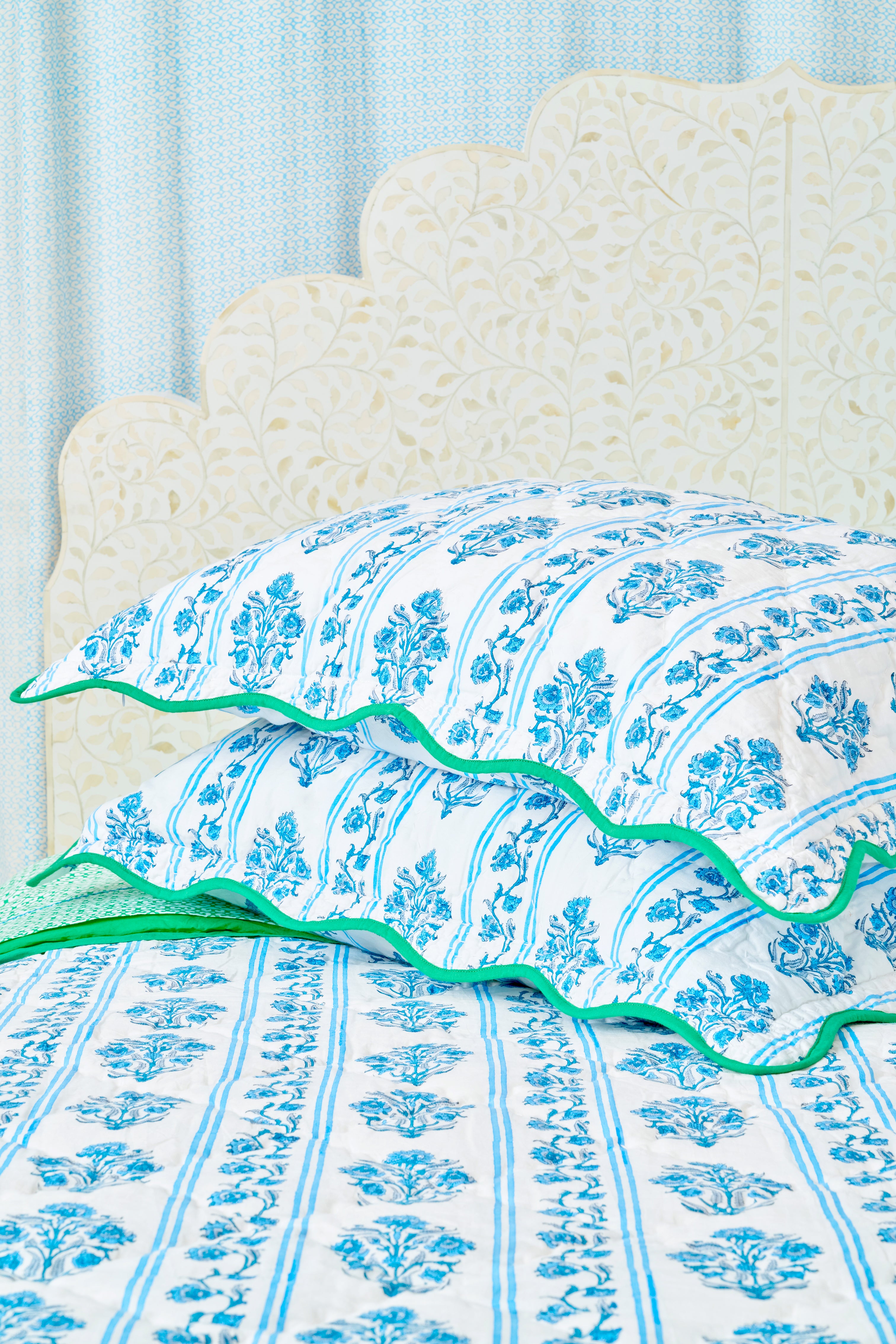 Lily Stripe Scalloped Sham Set - Elegant Bedding Accent
