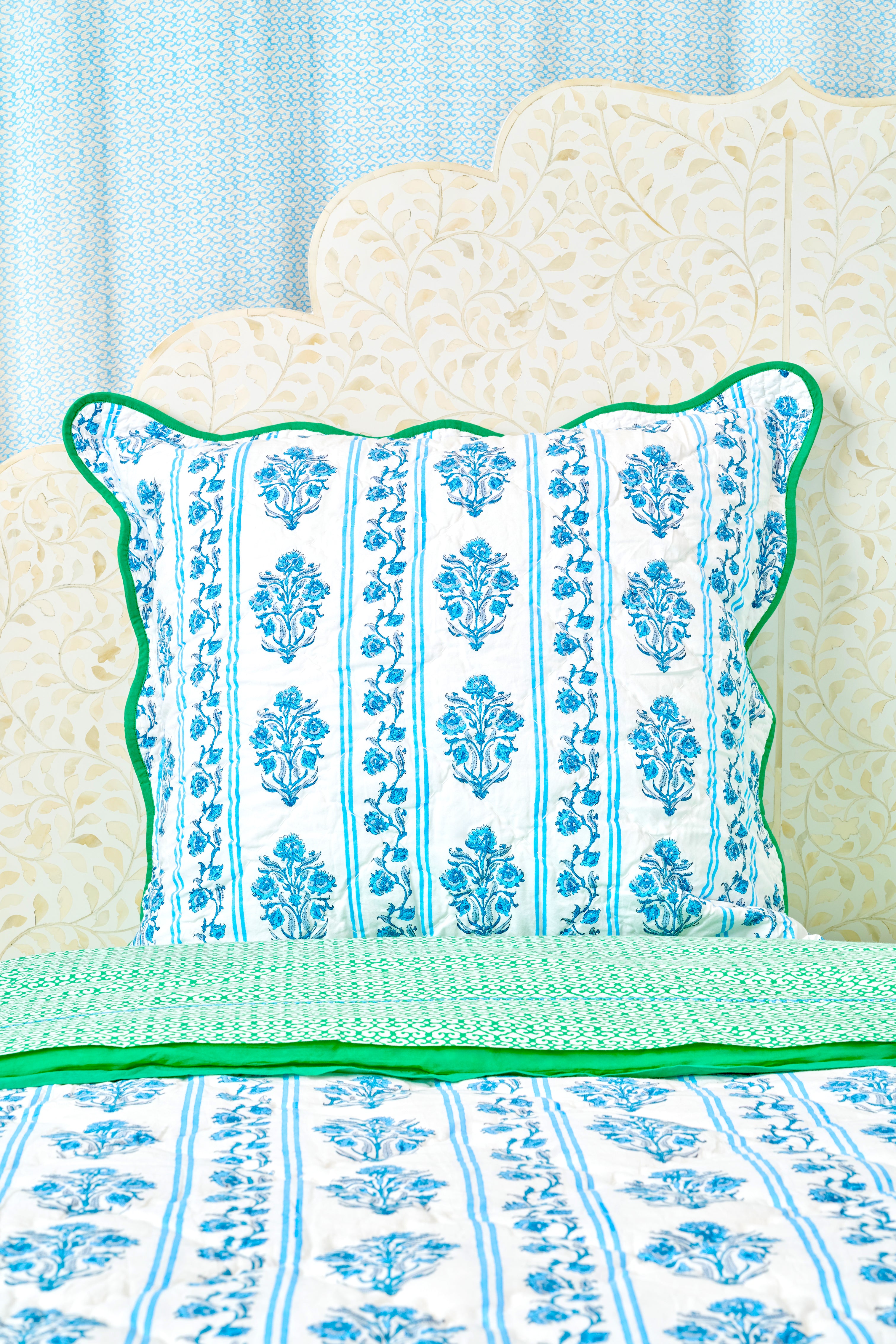 Lily Stripe Scalloped Euro Pillow Sham