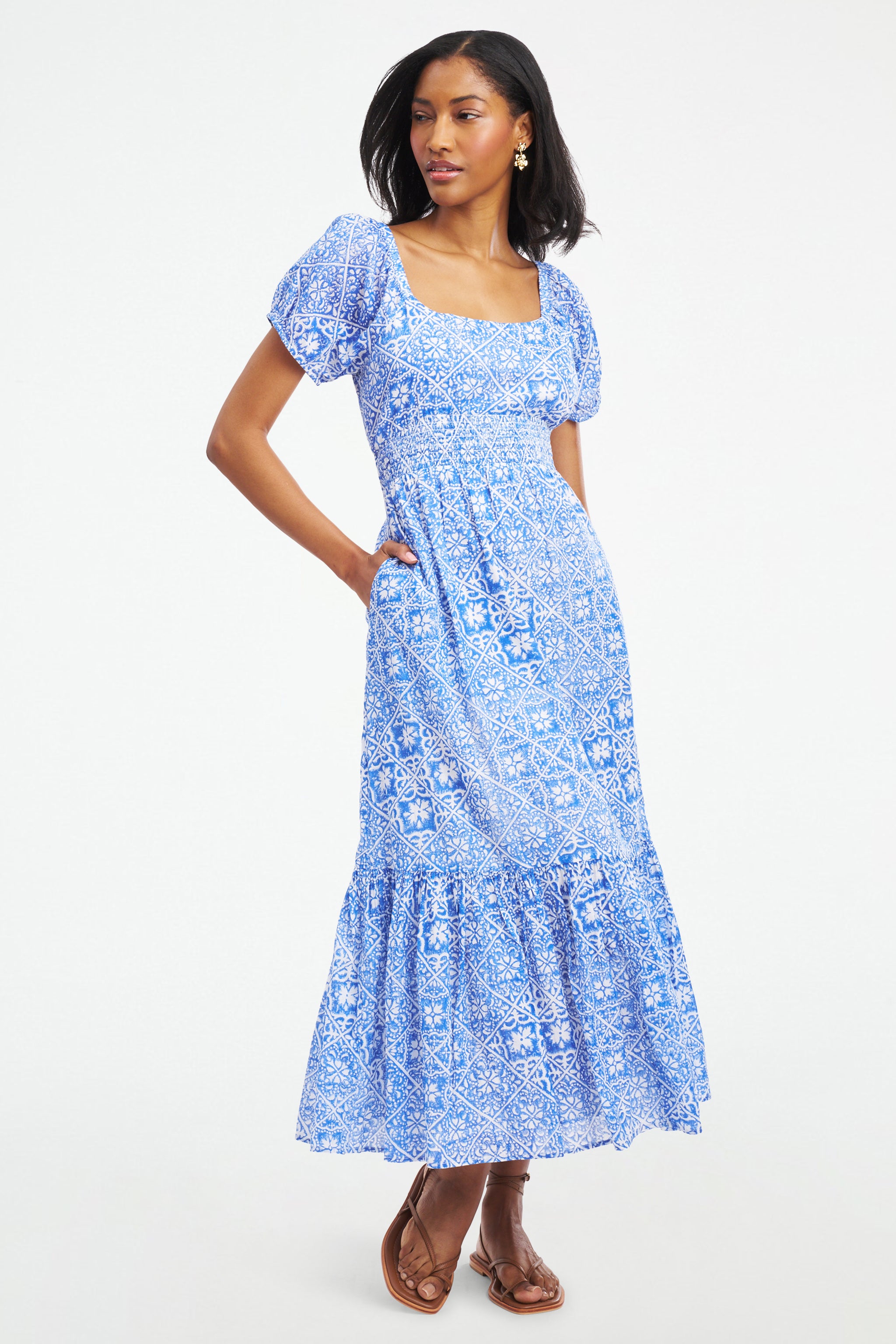Annika Floral Print Dress by Flores Tile