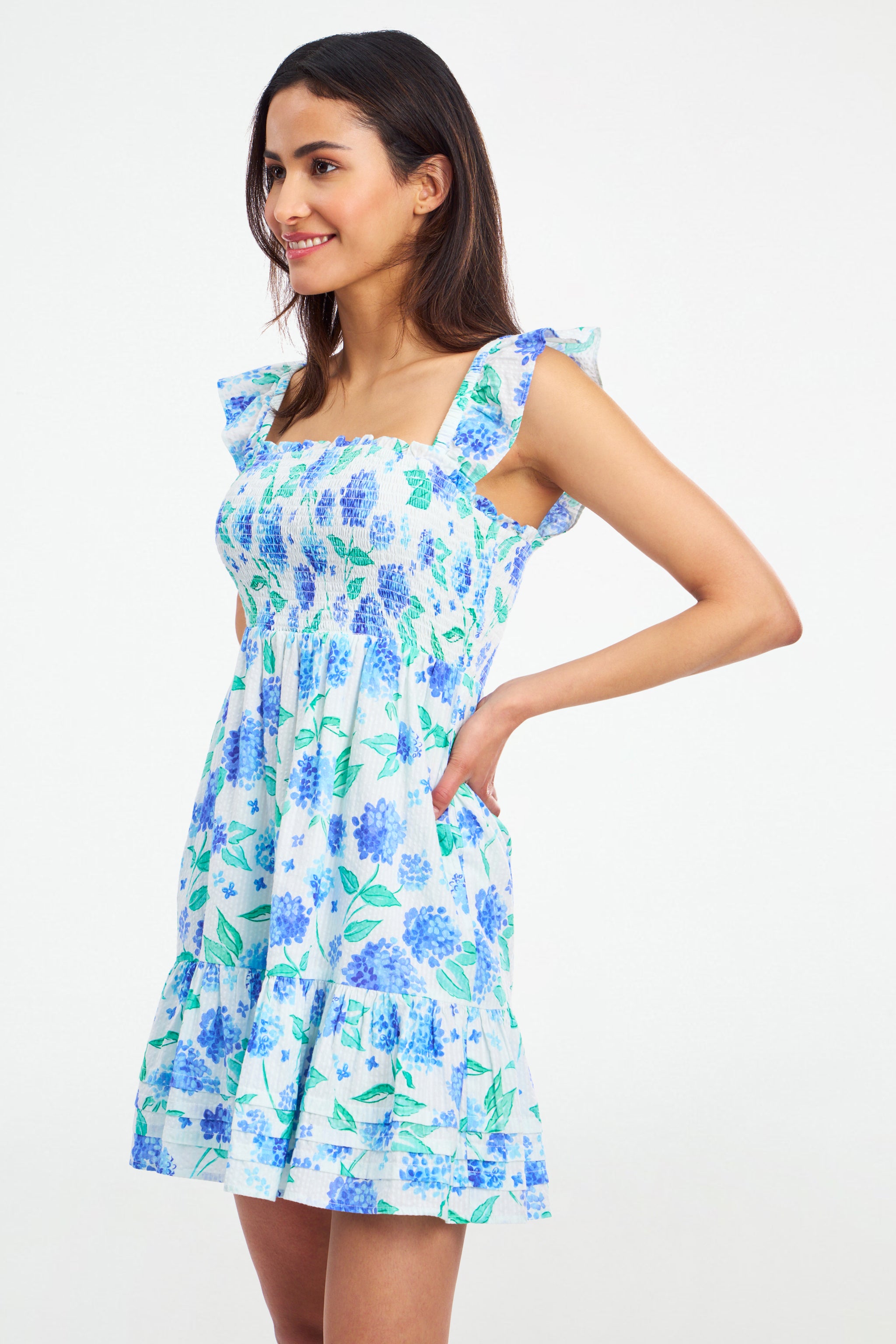 Drew Floral Dress – Hydrangea Print