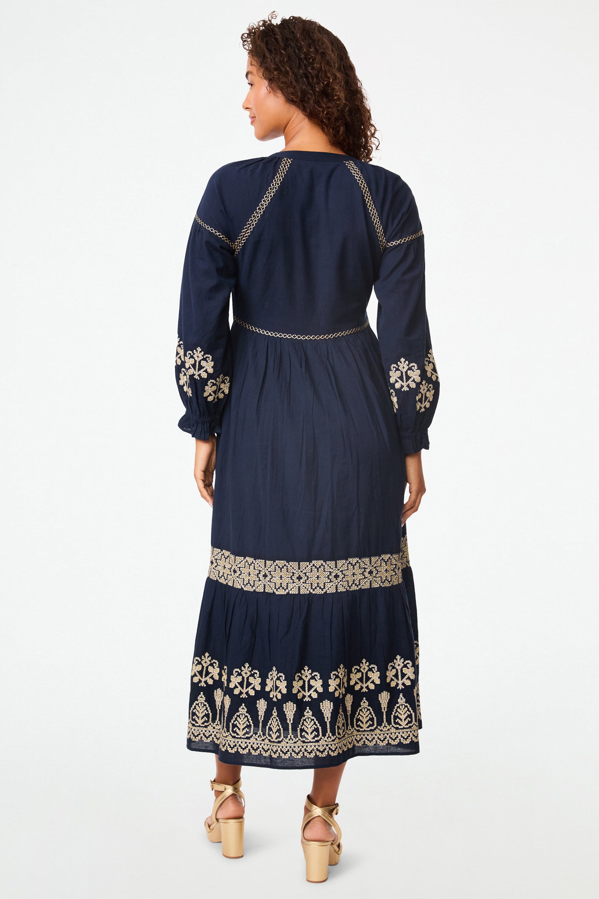 Stylish Metallic Cross Stitch Aveline Dress