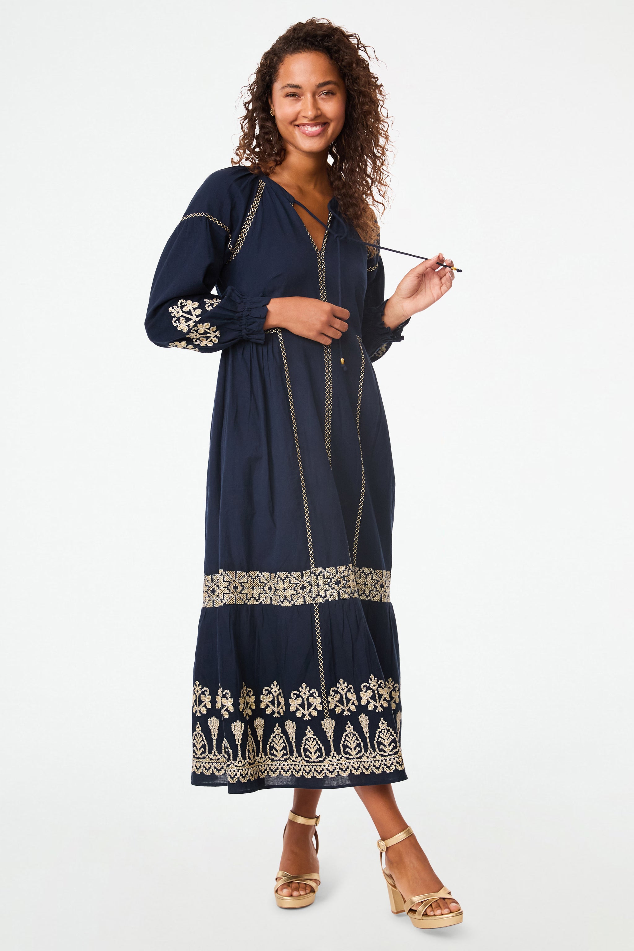 Stylish Metallic Cross Stitch Aveline Dress