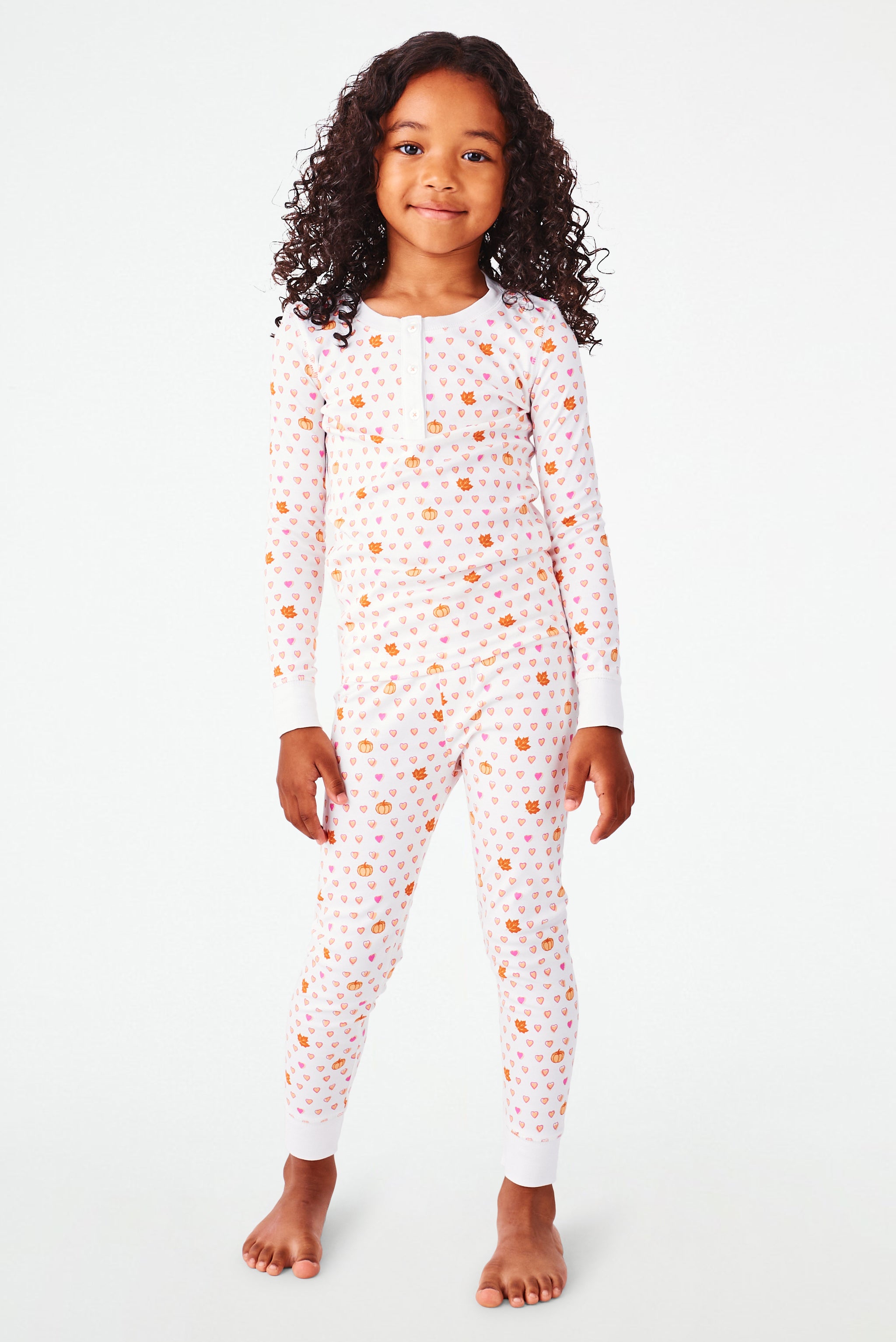 Cozy Kids' Heart Print Pajamas for Fall