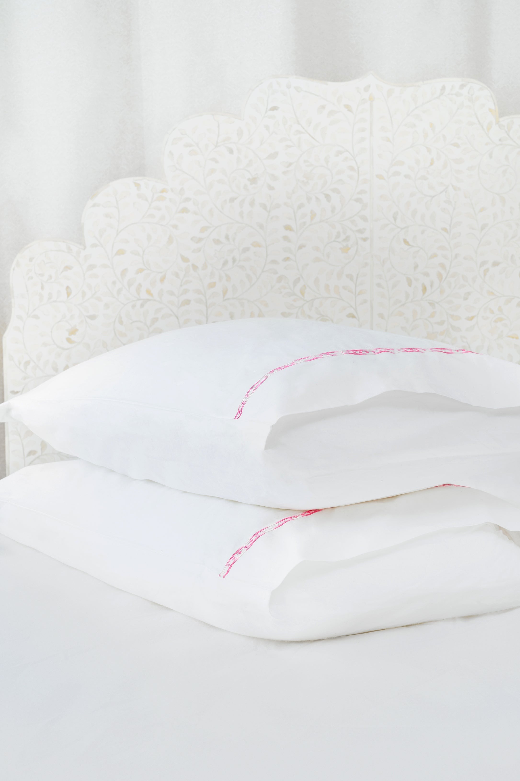 Francis Embroidered Cotton Pillowcase Pair