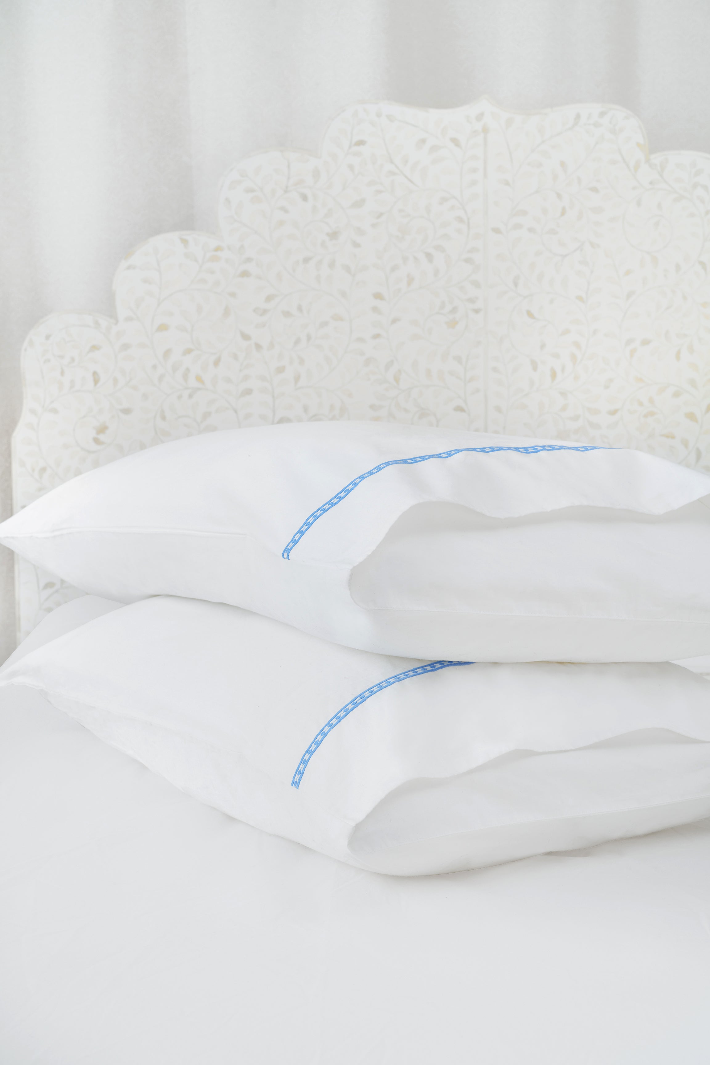 Francis Embroidered Cotton Pillowcase Pair