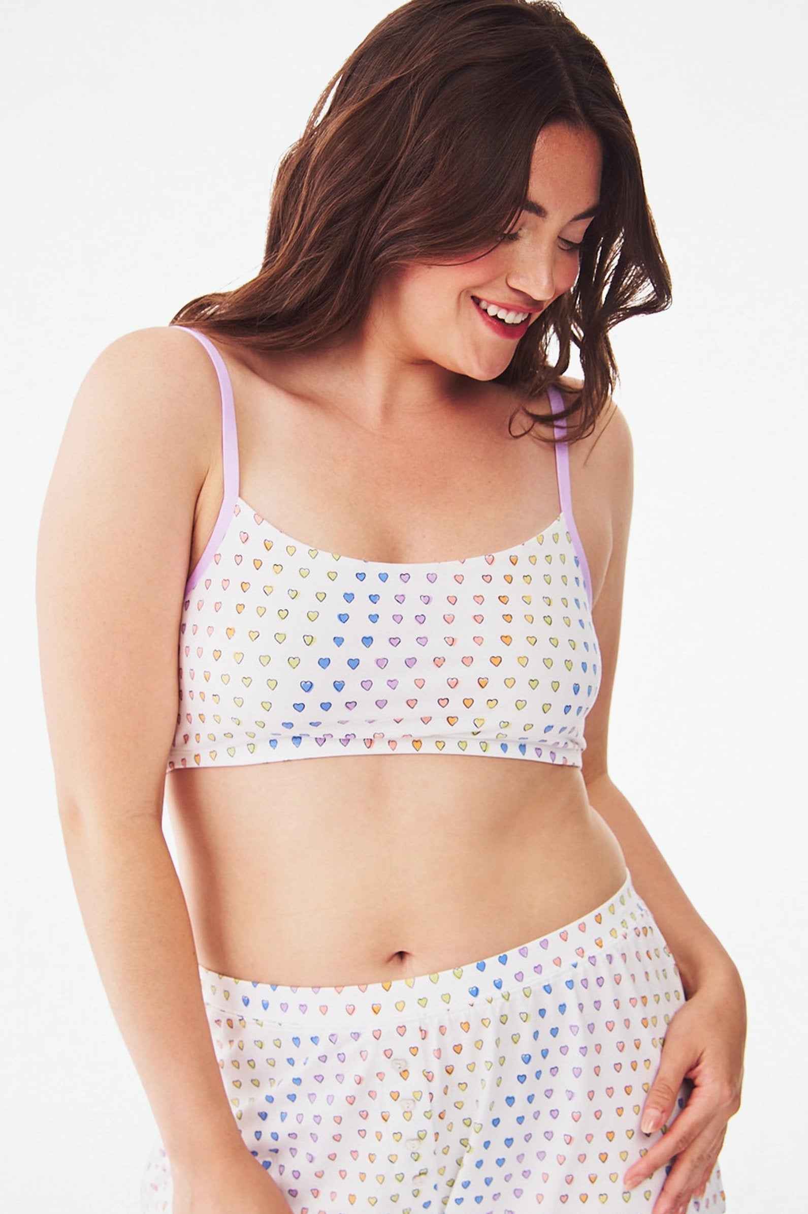 Disco Hearts Bralette - Comfortable Lace-Free Design