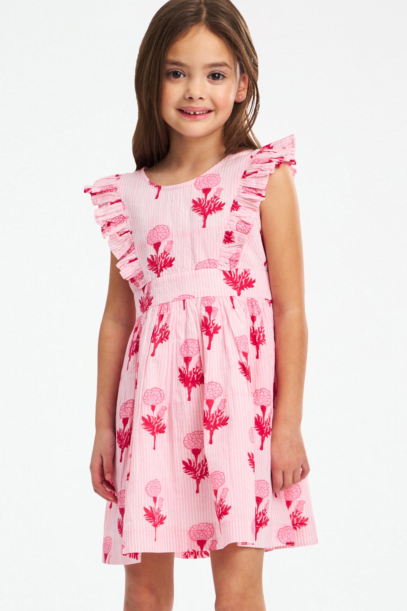 Harumi Striped Marigold Dress for Girls