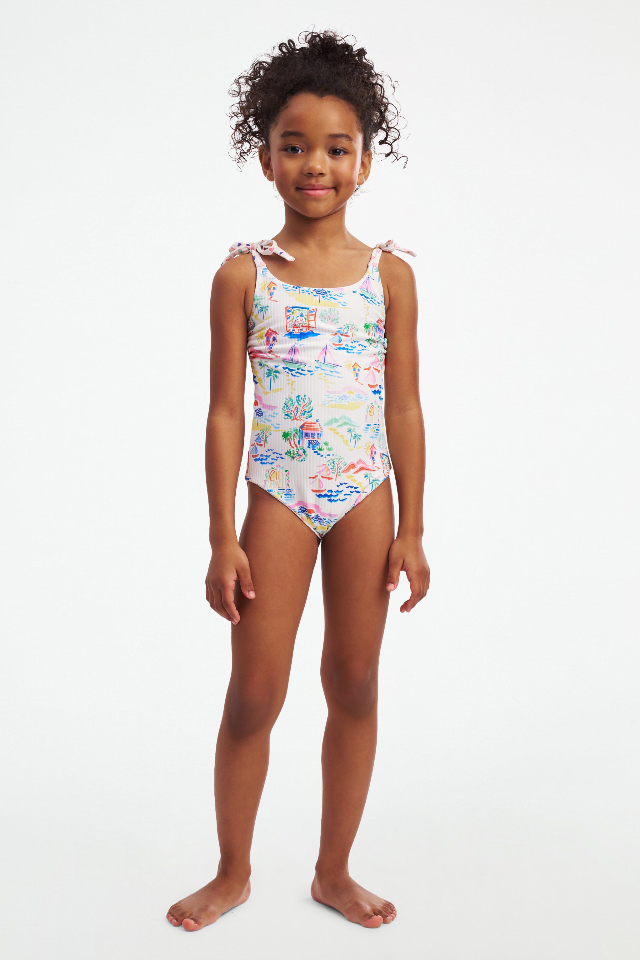 Girls' Riviera Cora Heart Print Swimsuit