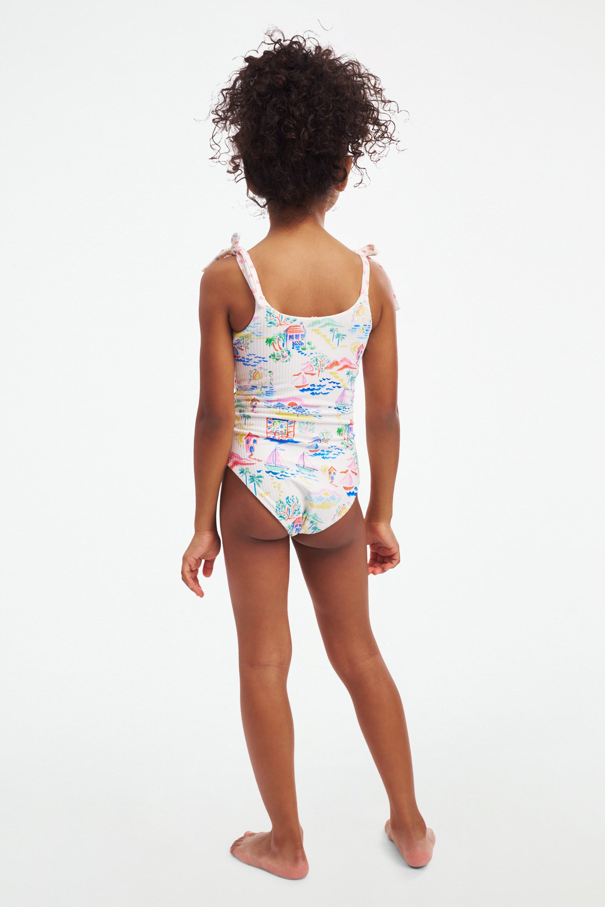 Girls' Riviera Cora Heart Print Swimsuit