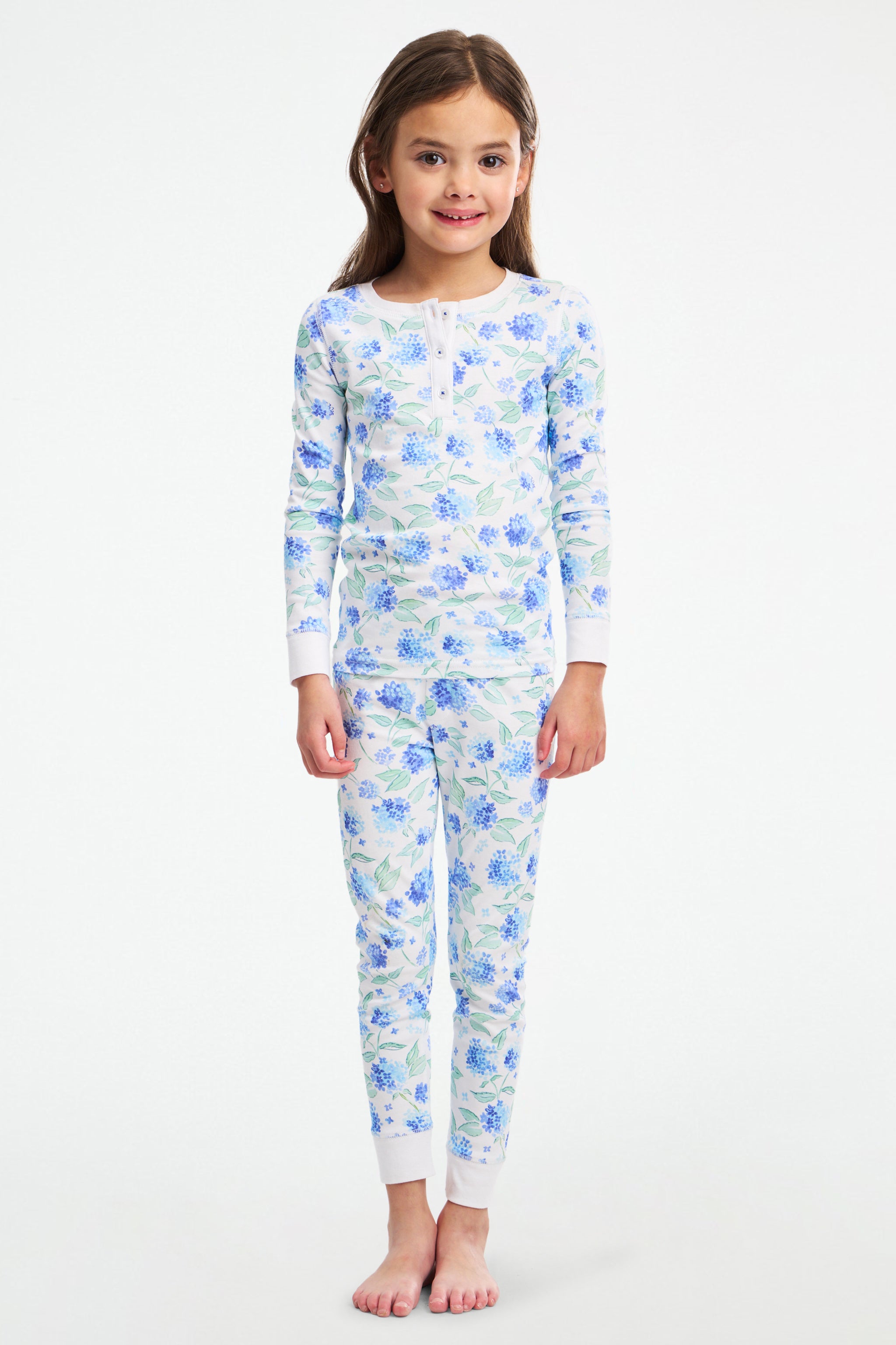 Girls' Floral Hydrangea Pajama Set