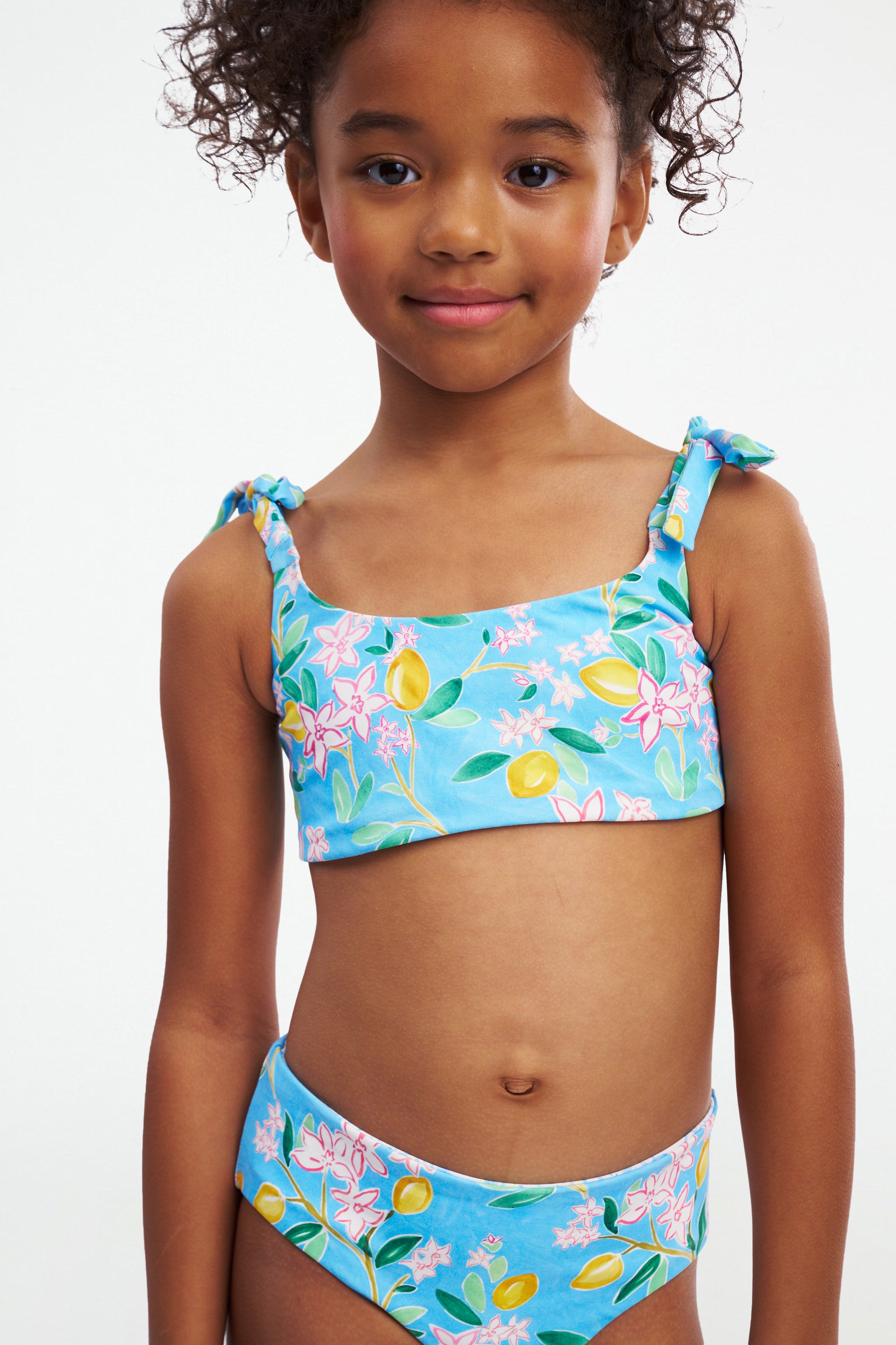 Reversible Cora Bikini for Girls - Lemon Blossom/Tuiles