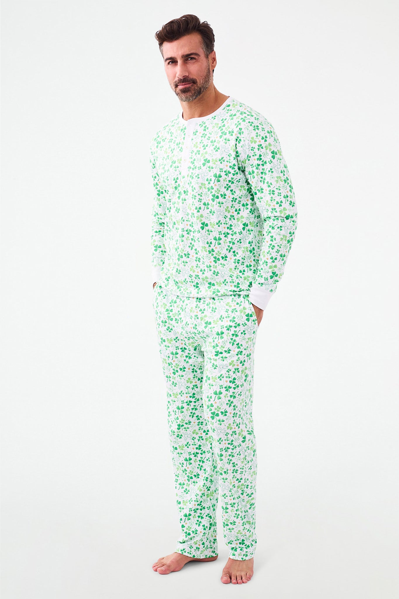 Men's Shamrock Print Pajama Set