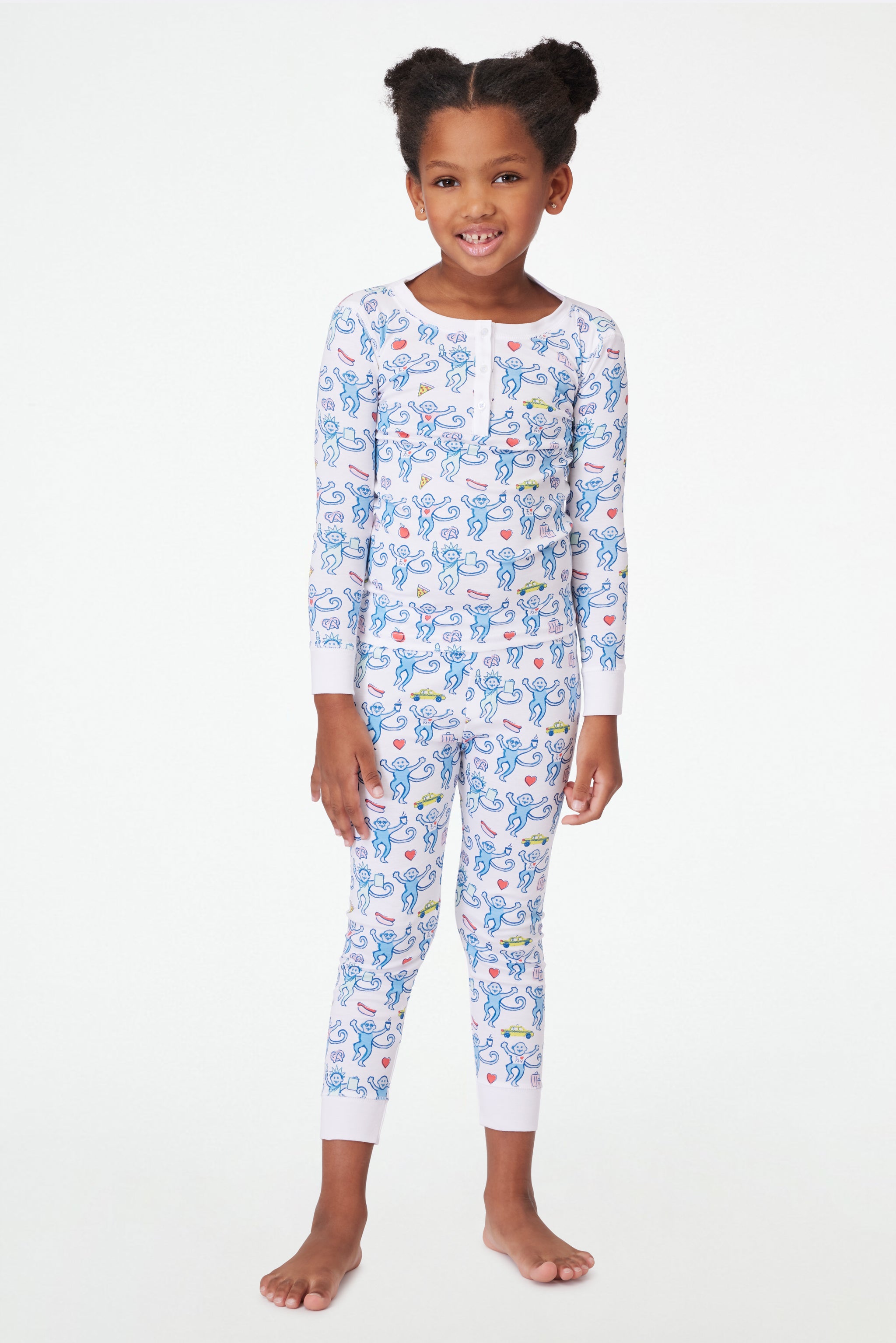 NY Monkey Print Kids Pajamas