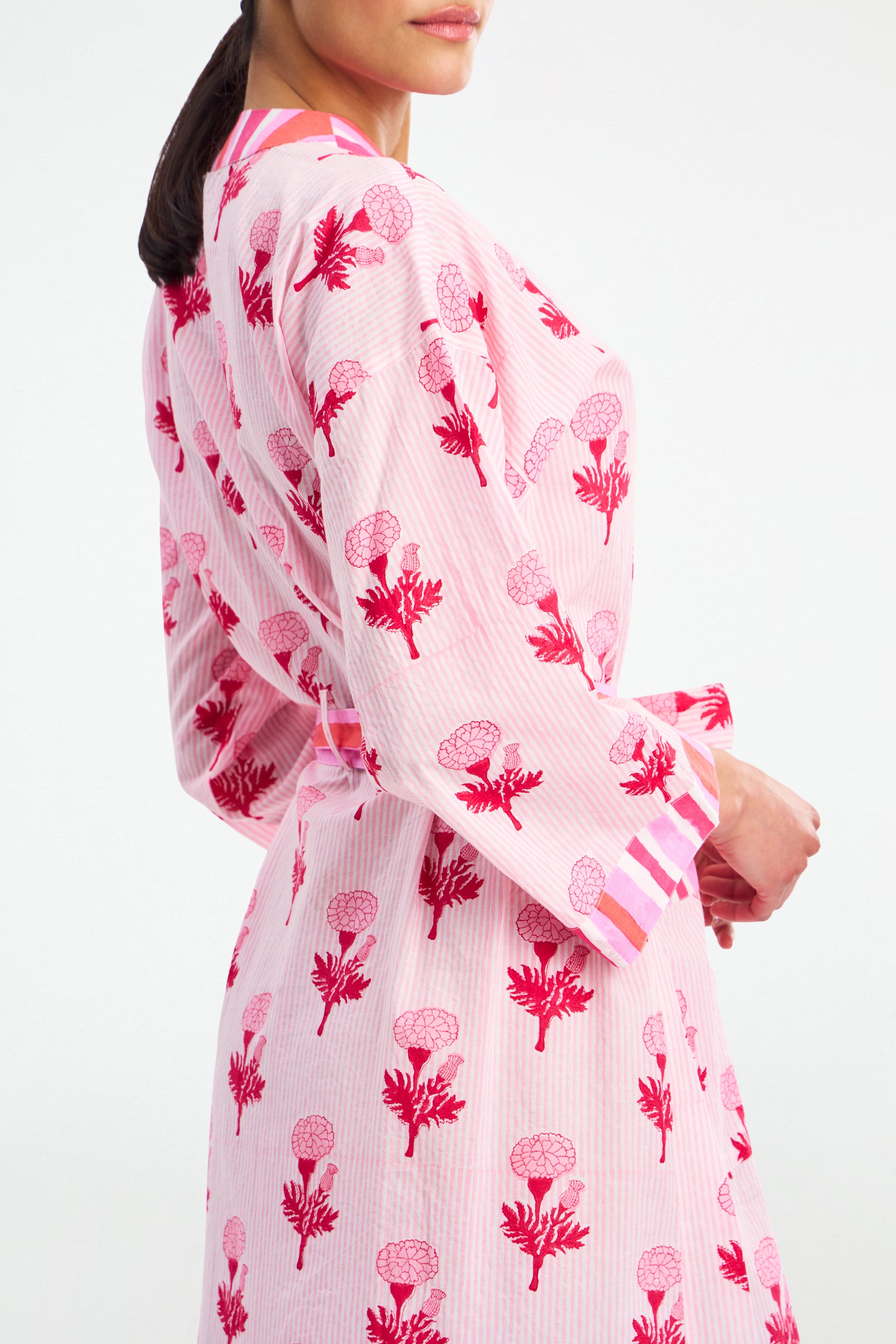 Lightweight Marigold Stripe Robe for Summer