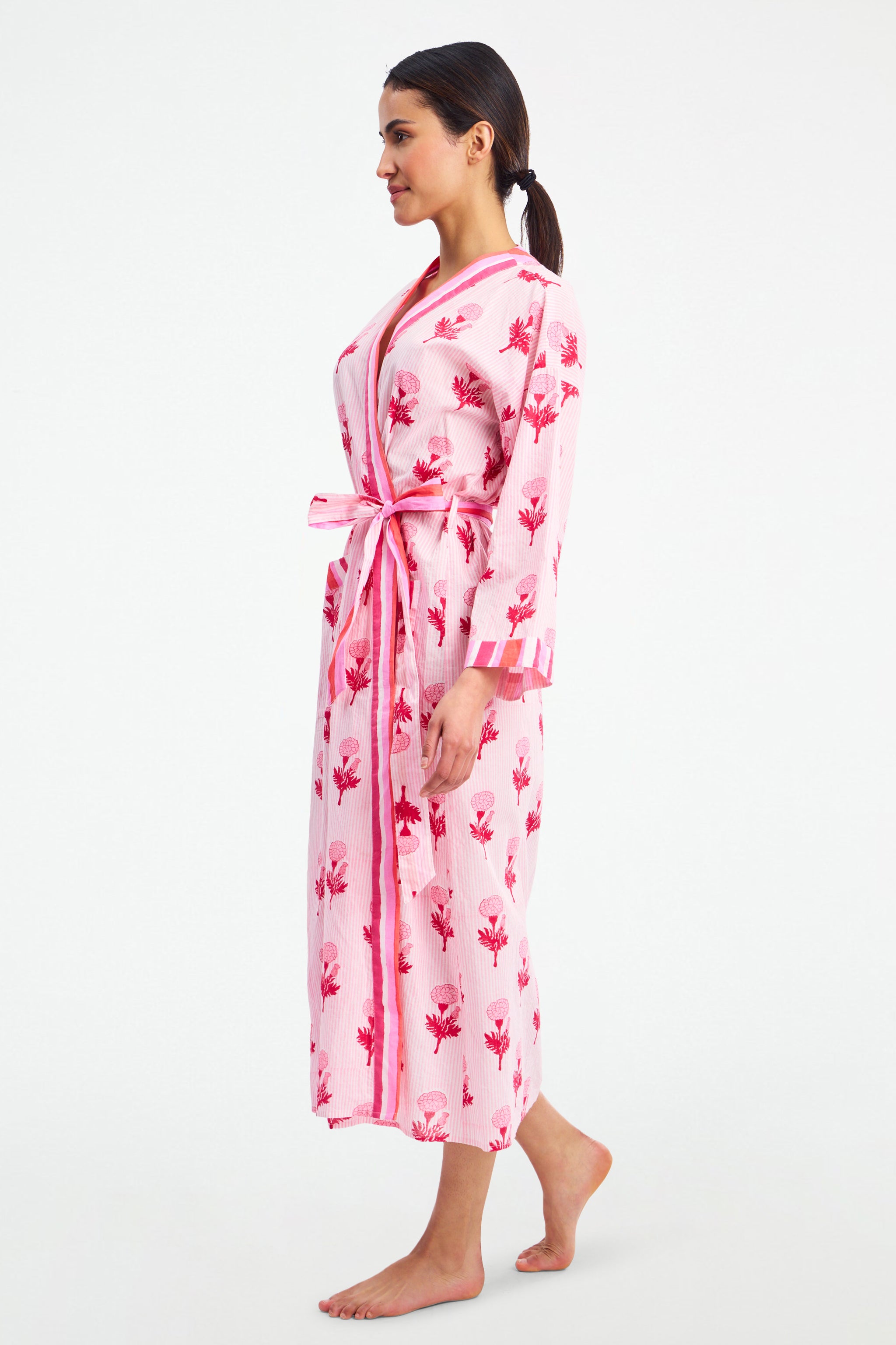 Lightweight Marigold Stripe Robe for Summer