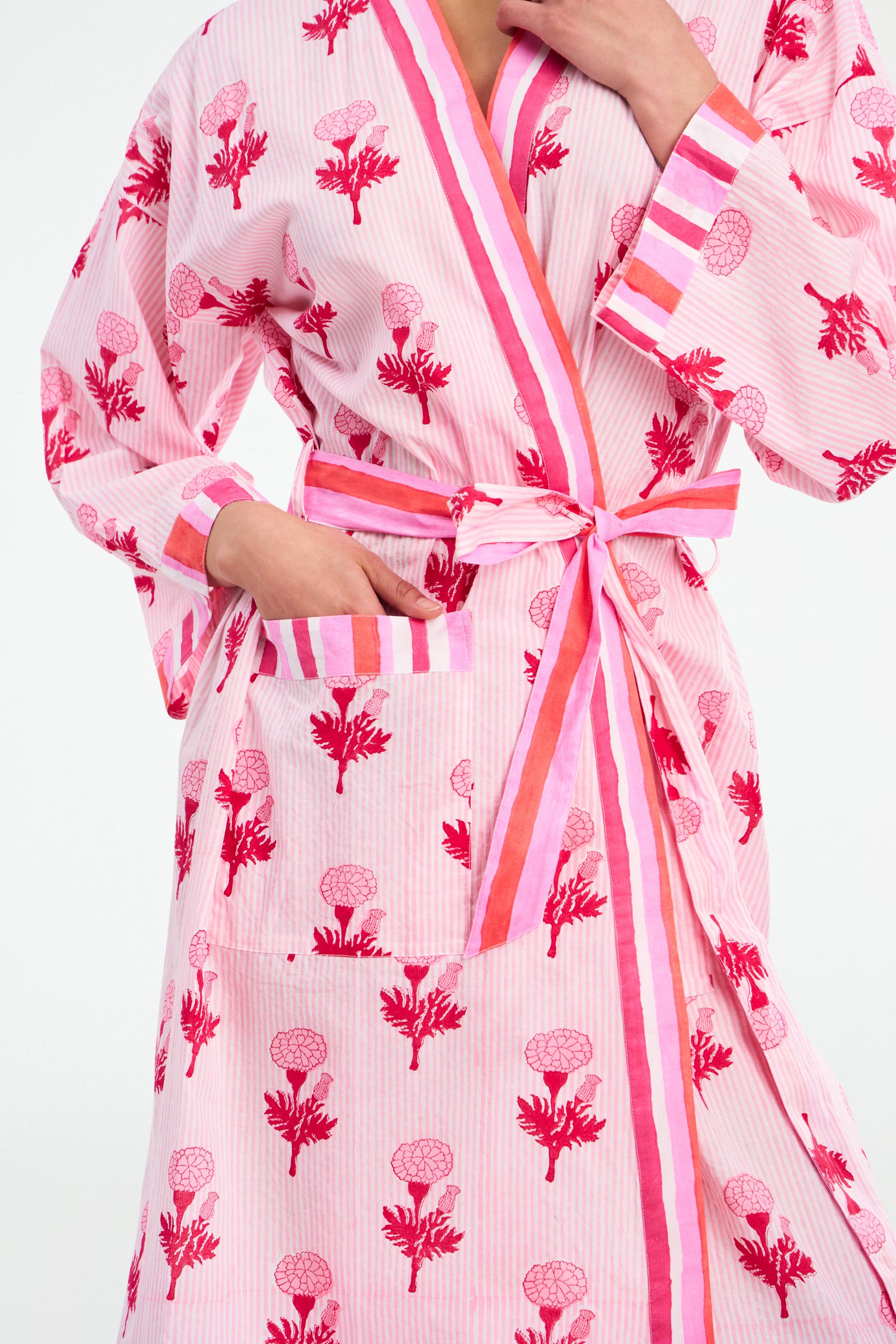 Lightweight Marigold Stripe Robe for Summer