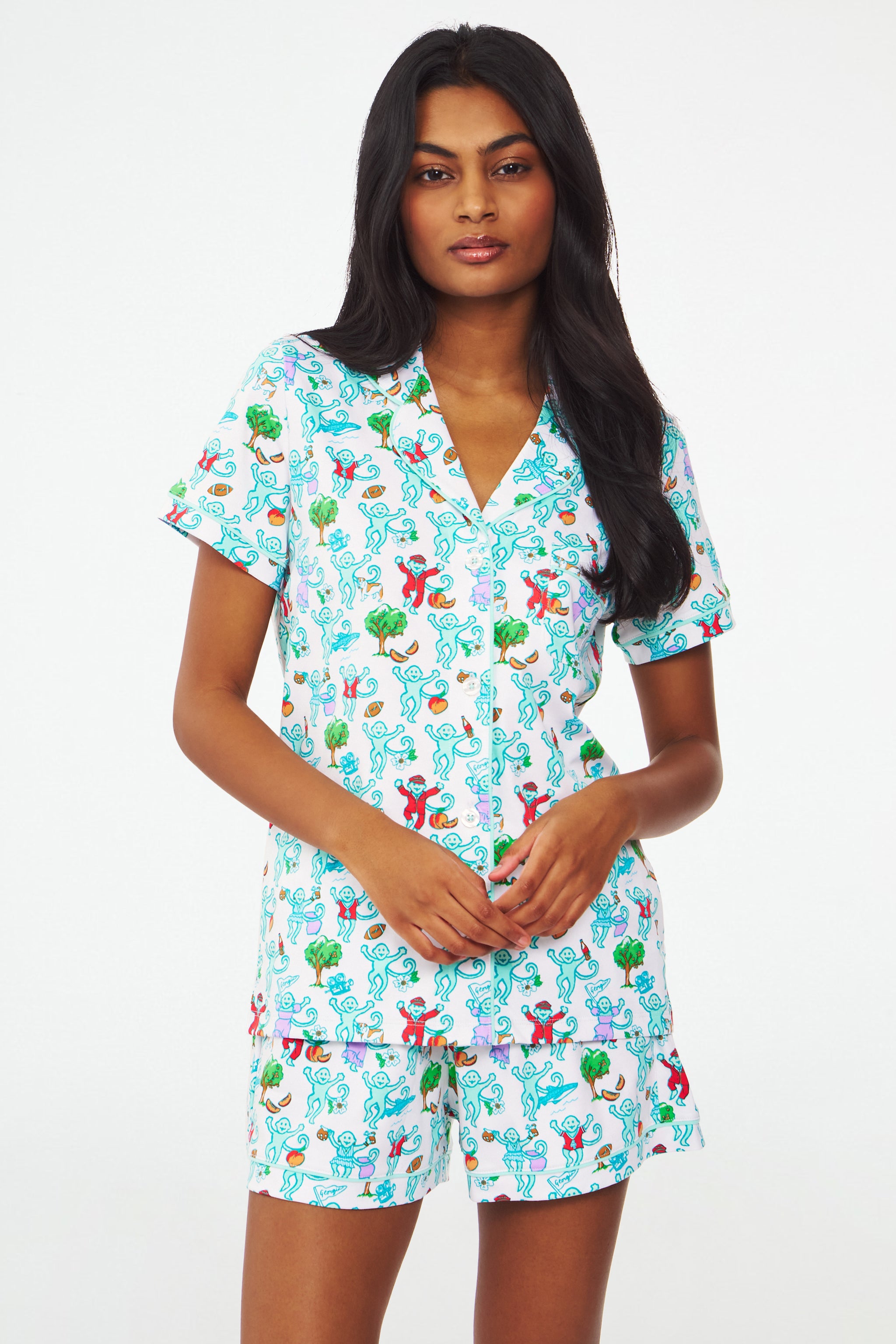 Georgia Monkey Print Polo Pajamas