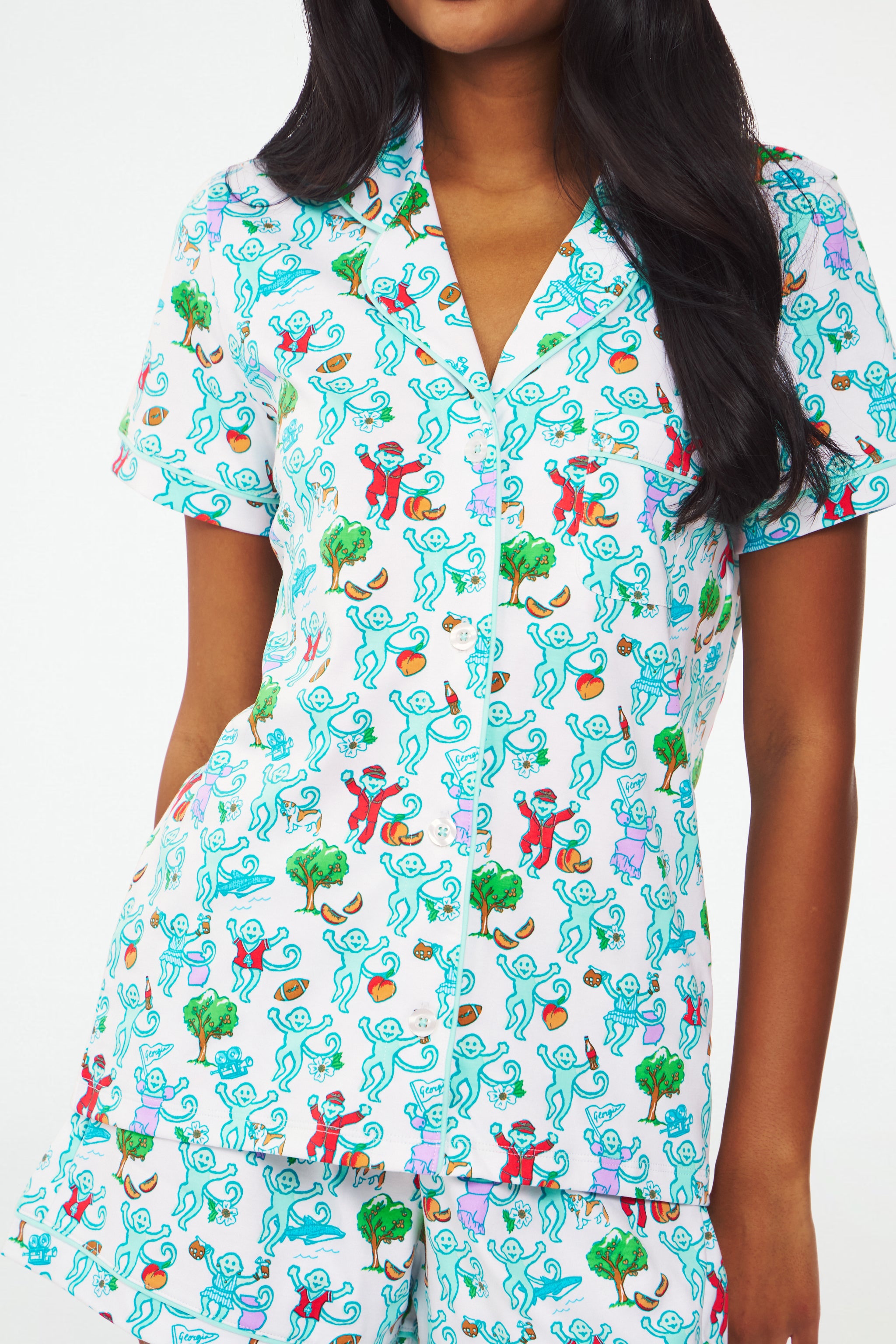 Georgia Monkey Print Polo Pajamas