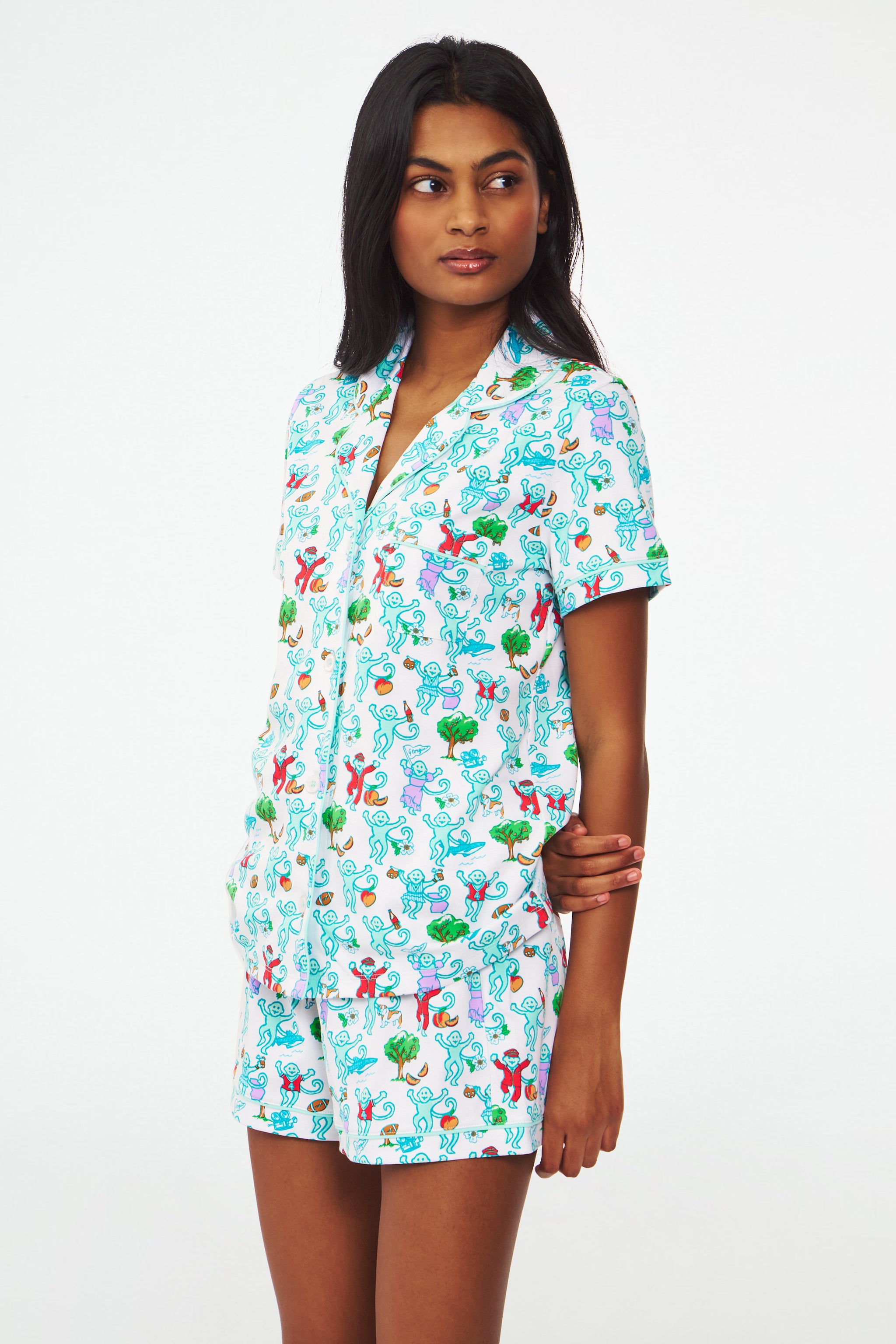 Georgia Monkey Print Polo Pajamas