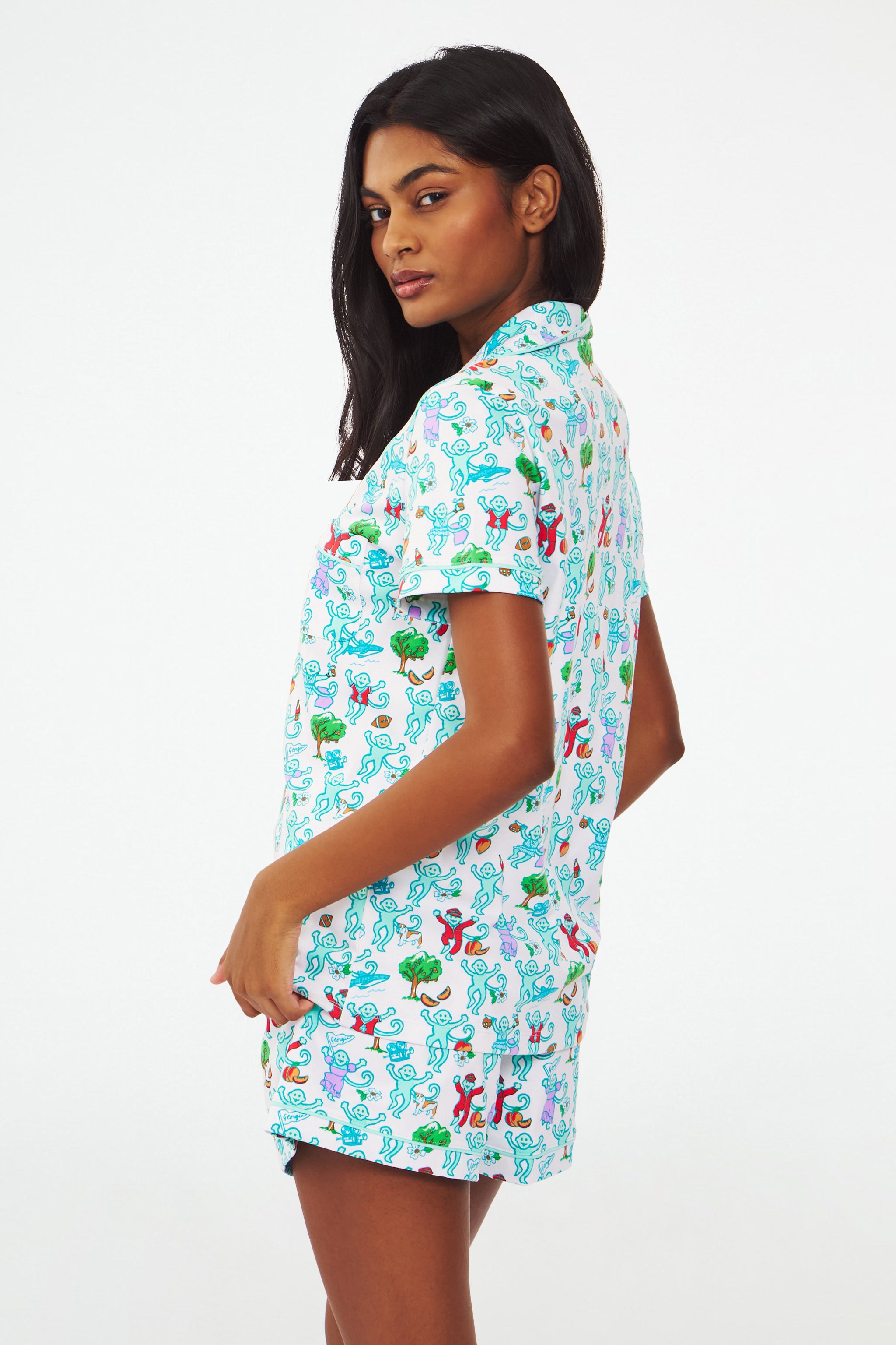 Georgia Monkey Print Polo Pajamas
