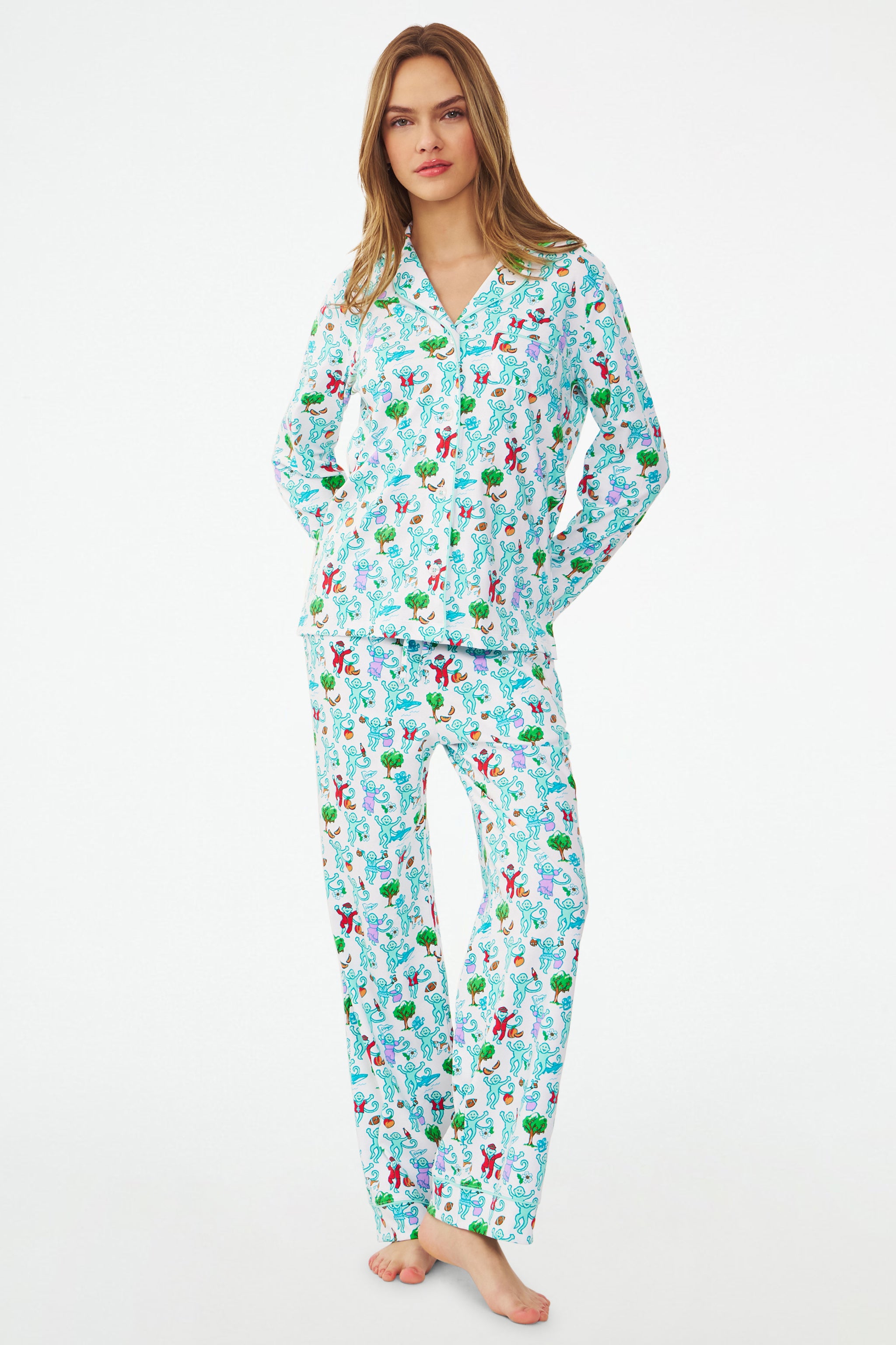 Georgia Monkey Long Sleeve Polo Pajama Set