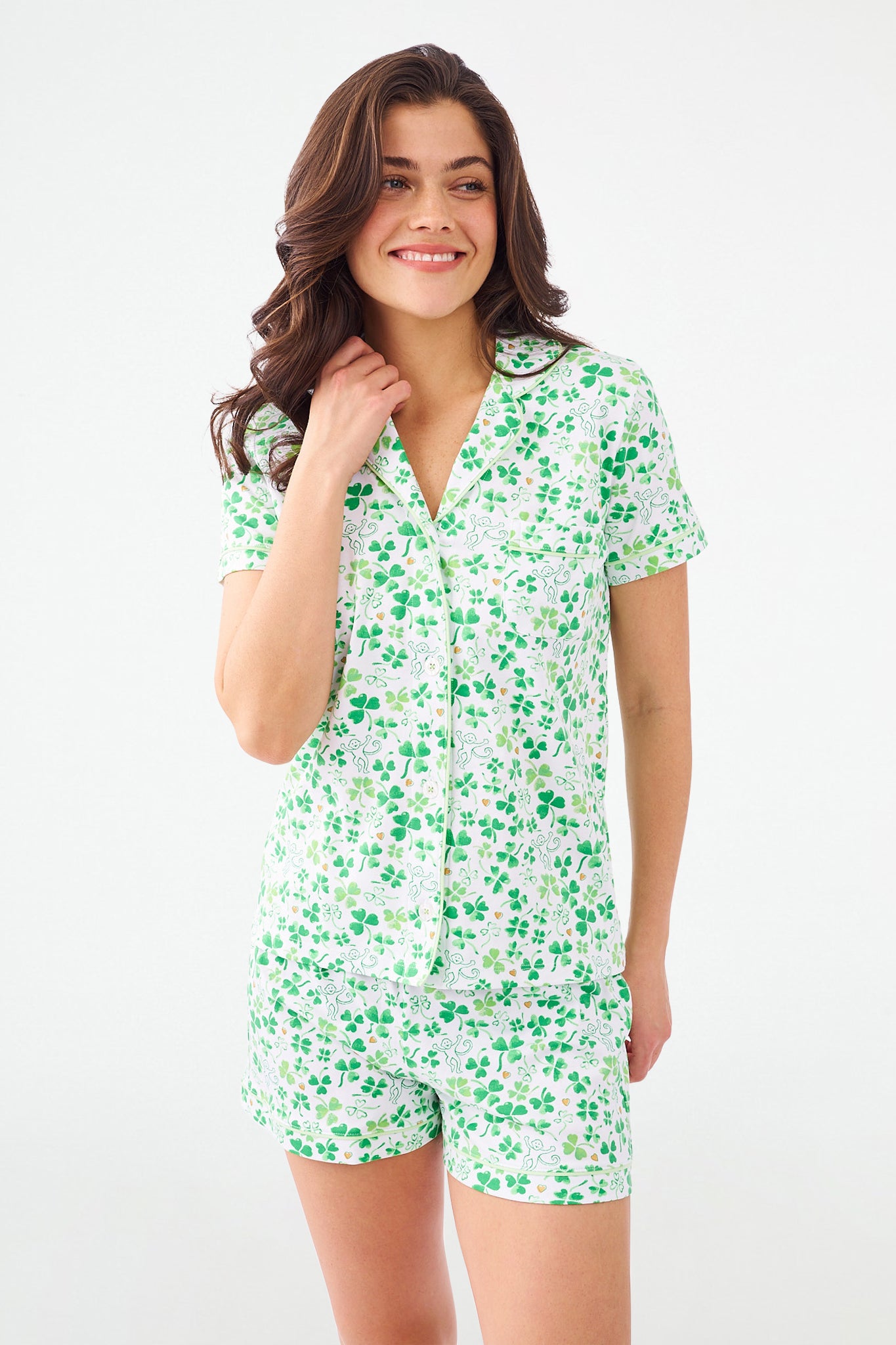 Shamrock Print Polo Pajama Set