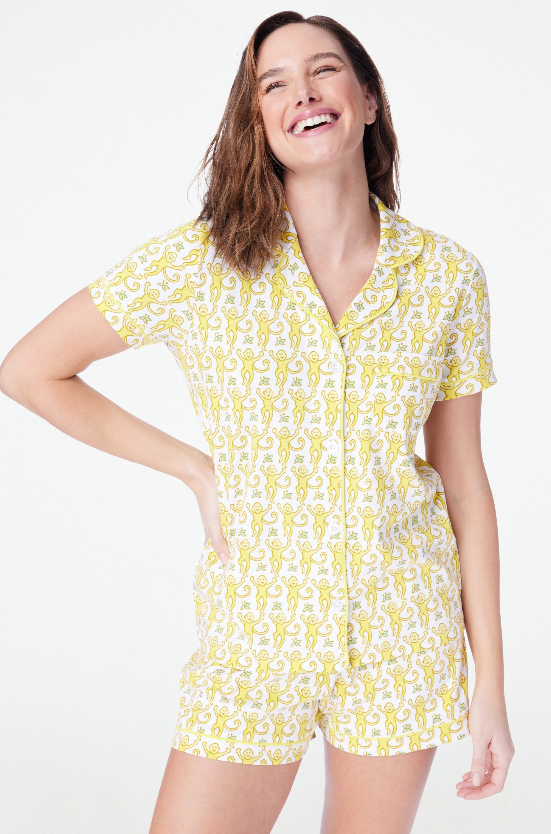 Monkey Print Polo Pajama Set