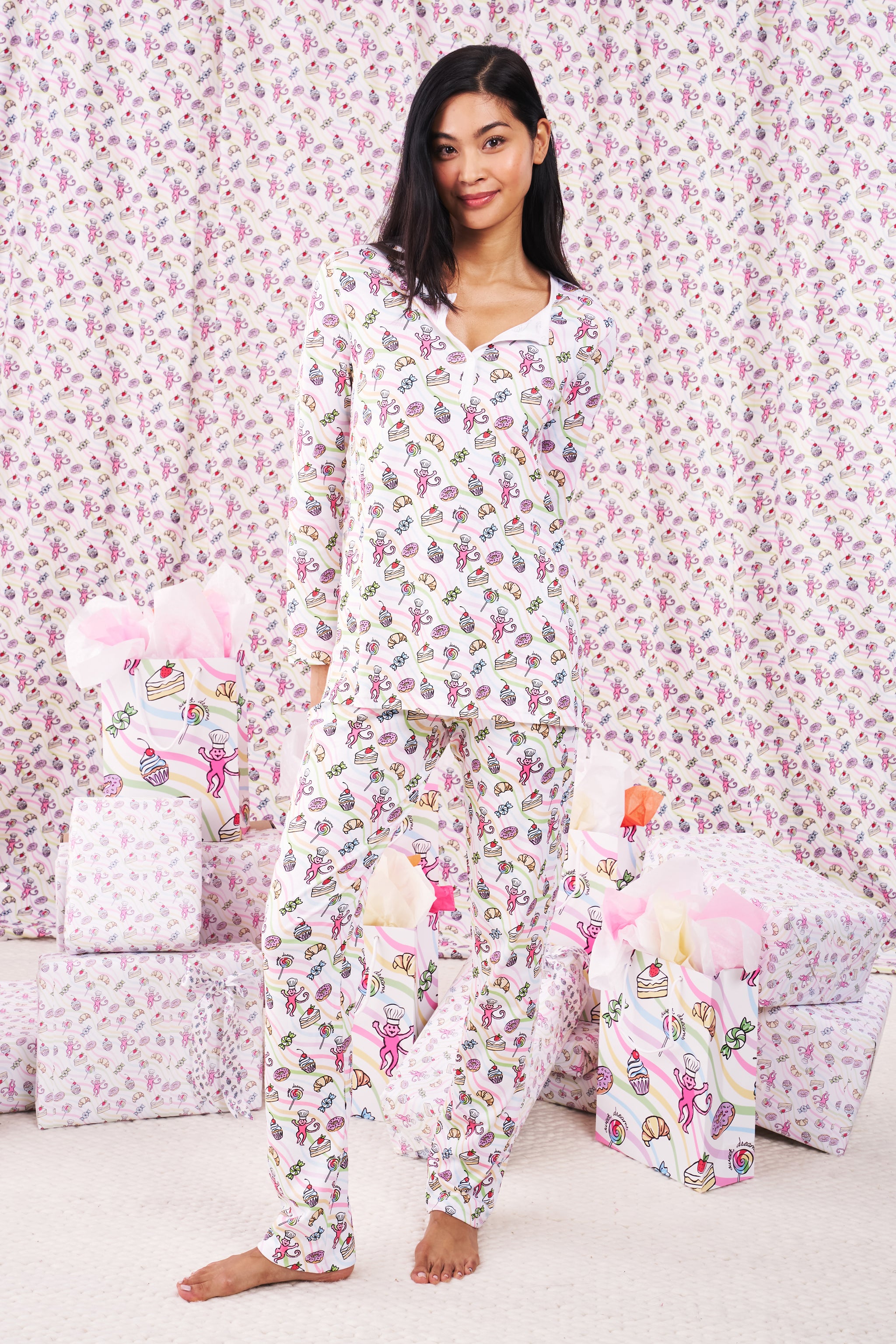 Cozy Swirl Print Pajama Set