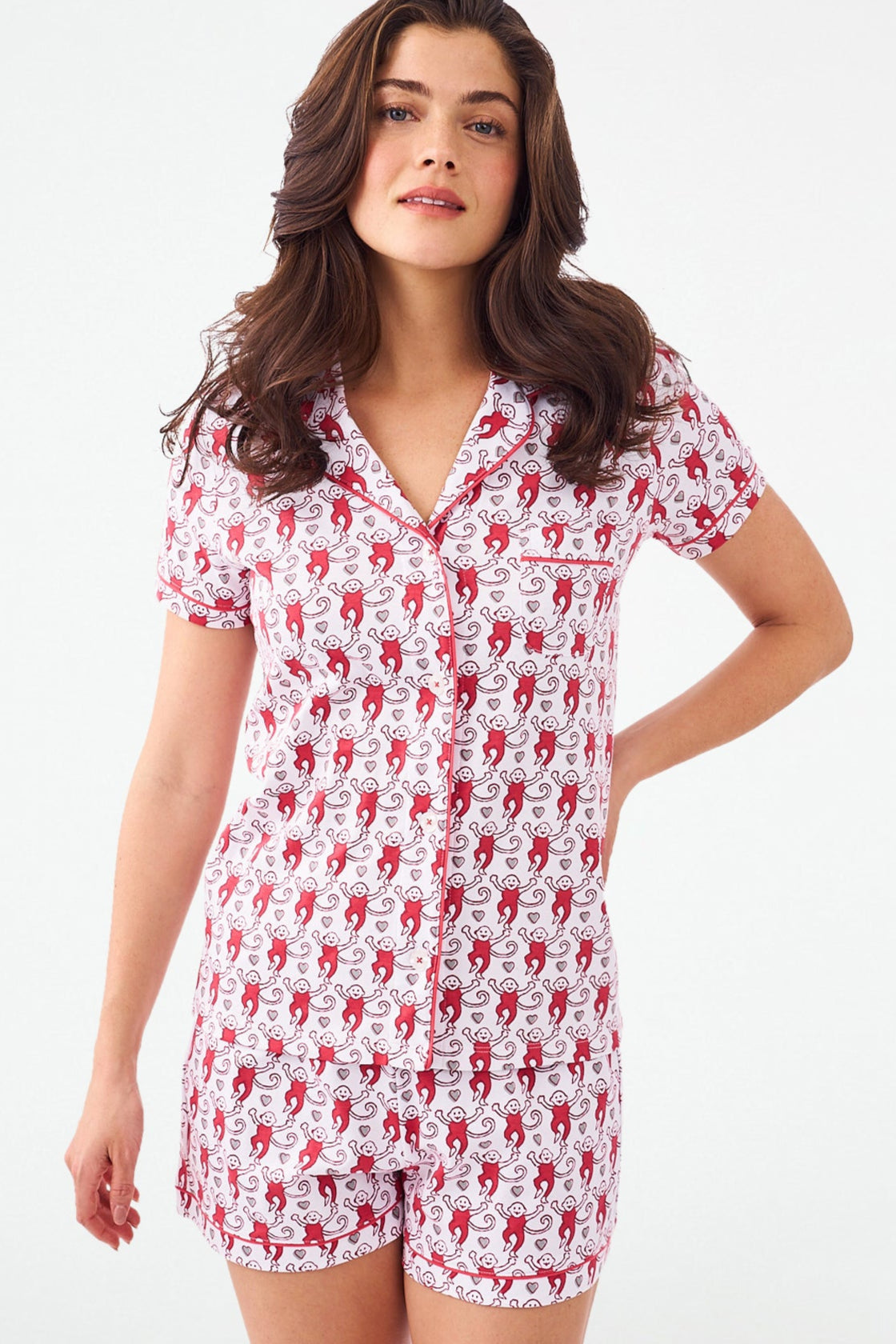 Monkey Print Polo Pajama Set