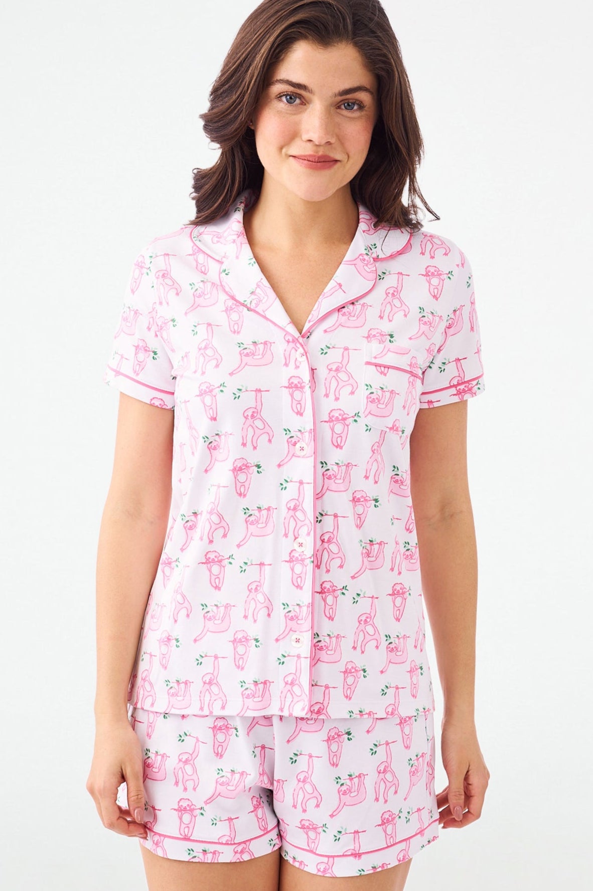 Sloth Print Polo Pajama Set