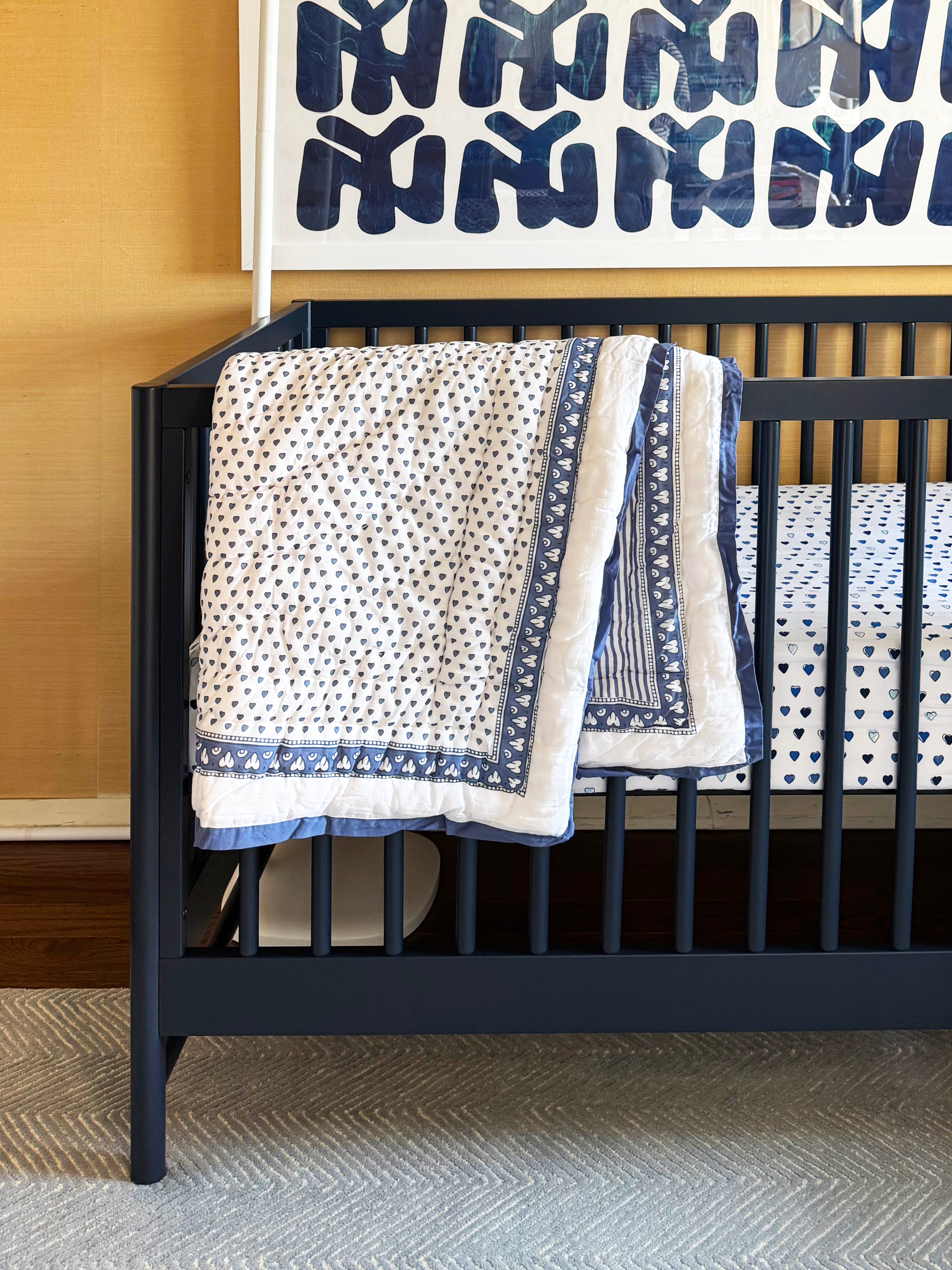 Hearts Design Baby Blanket - Soft Nursery Quilt