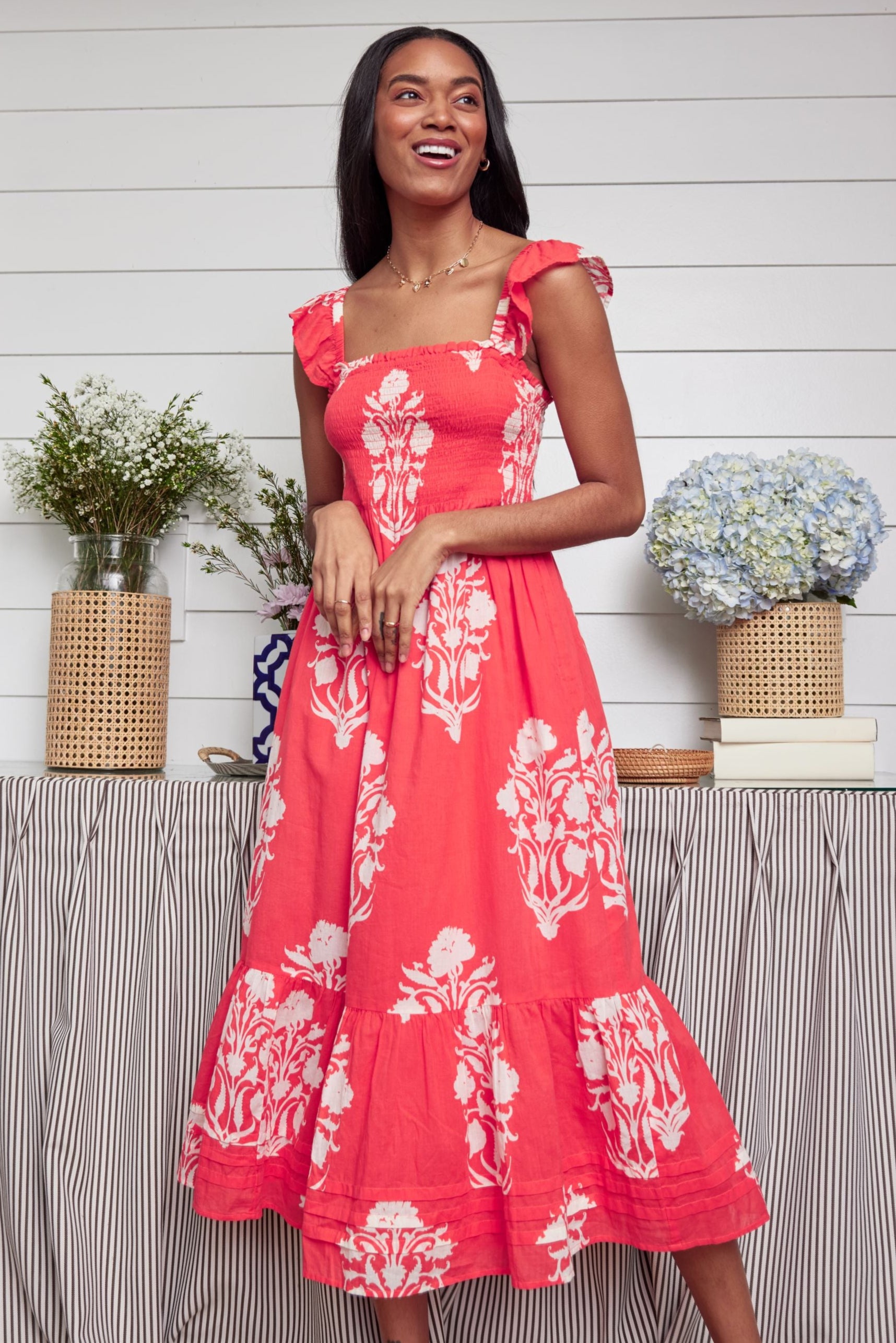 Lily Block Floral Print Doe Dress