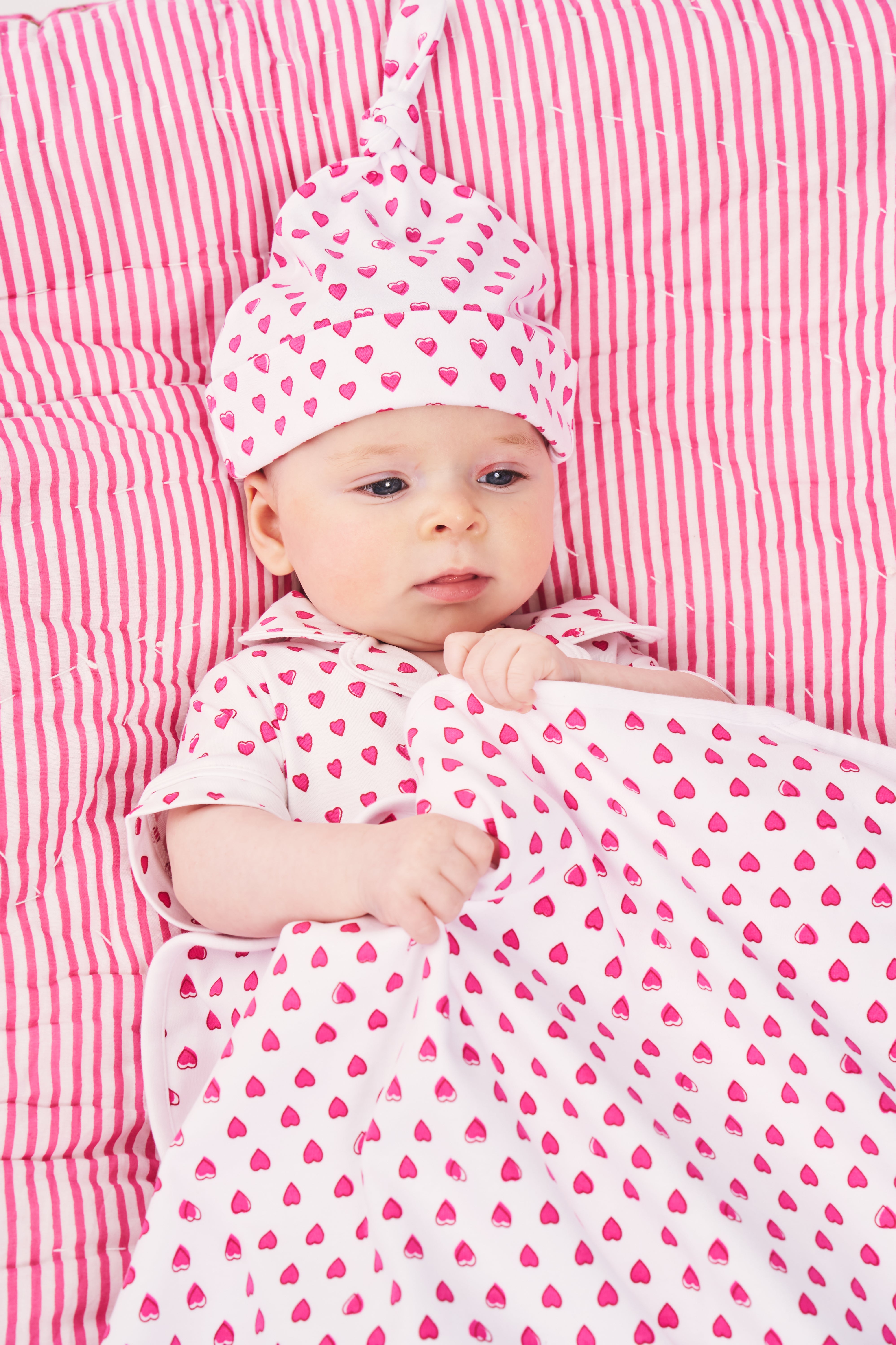 Hearts Knit Baby Hat for Newborns