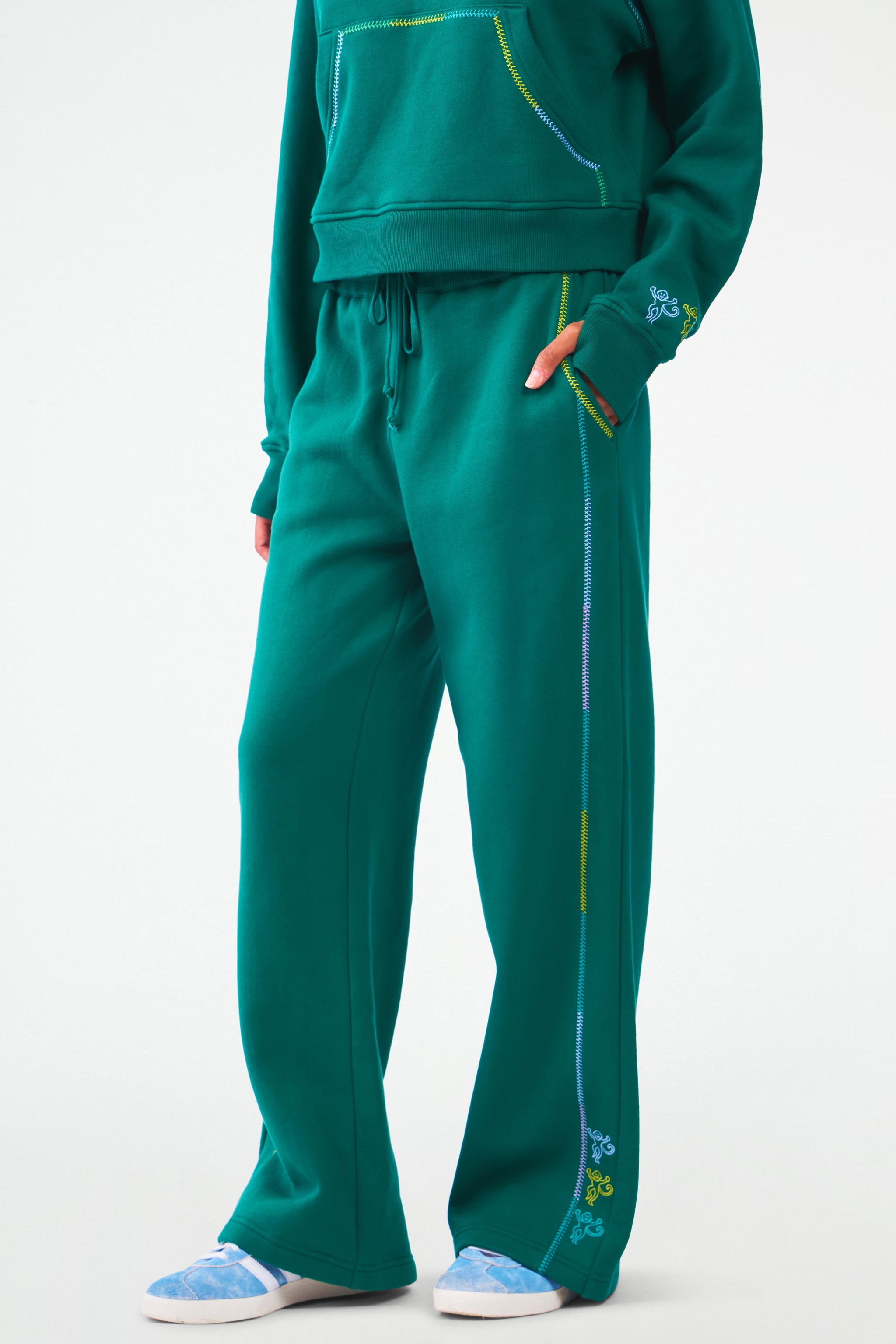 Monkey Print Embroidered Turner Pants