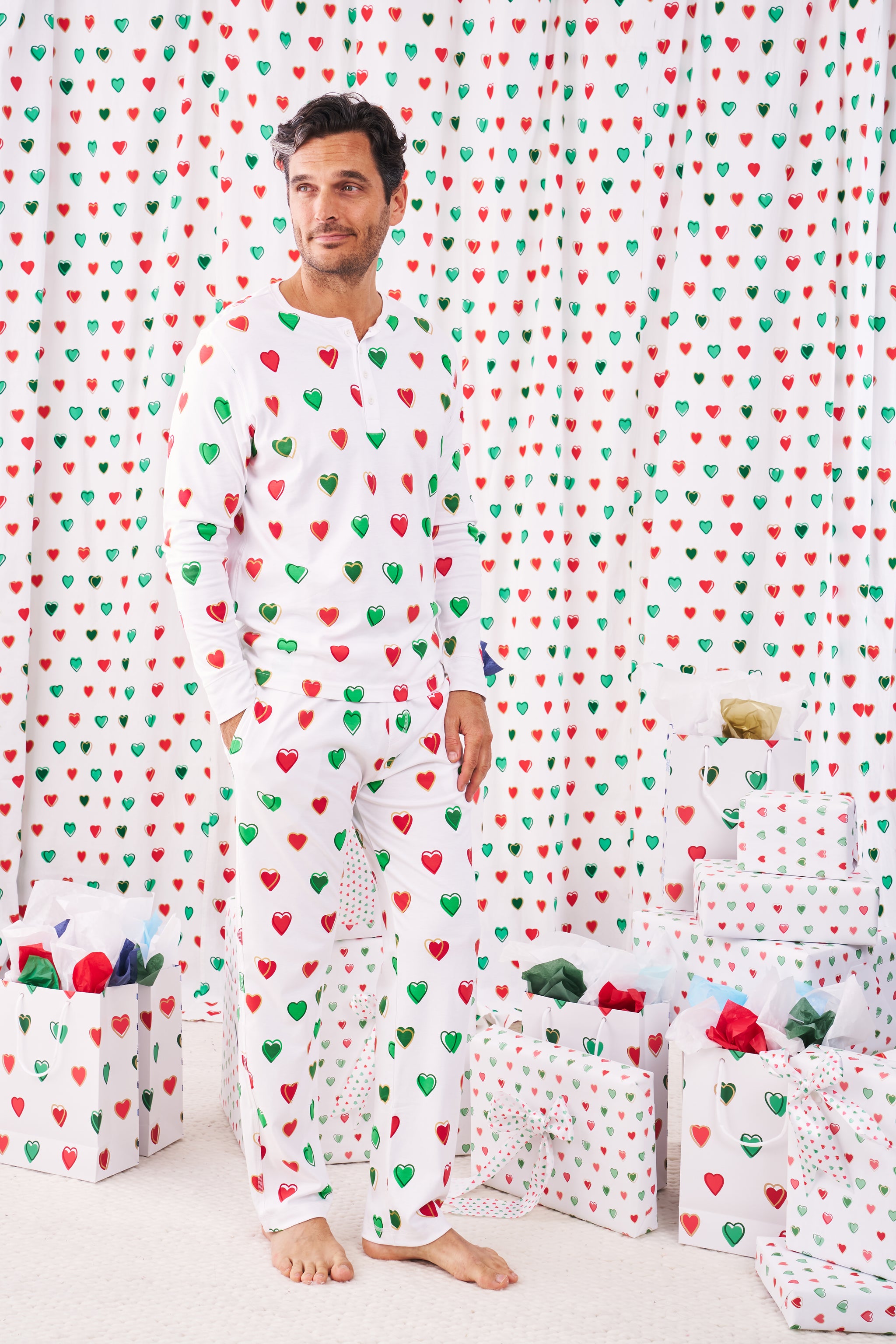 Men's Spencer Holiday Heart Print Pajamas