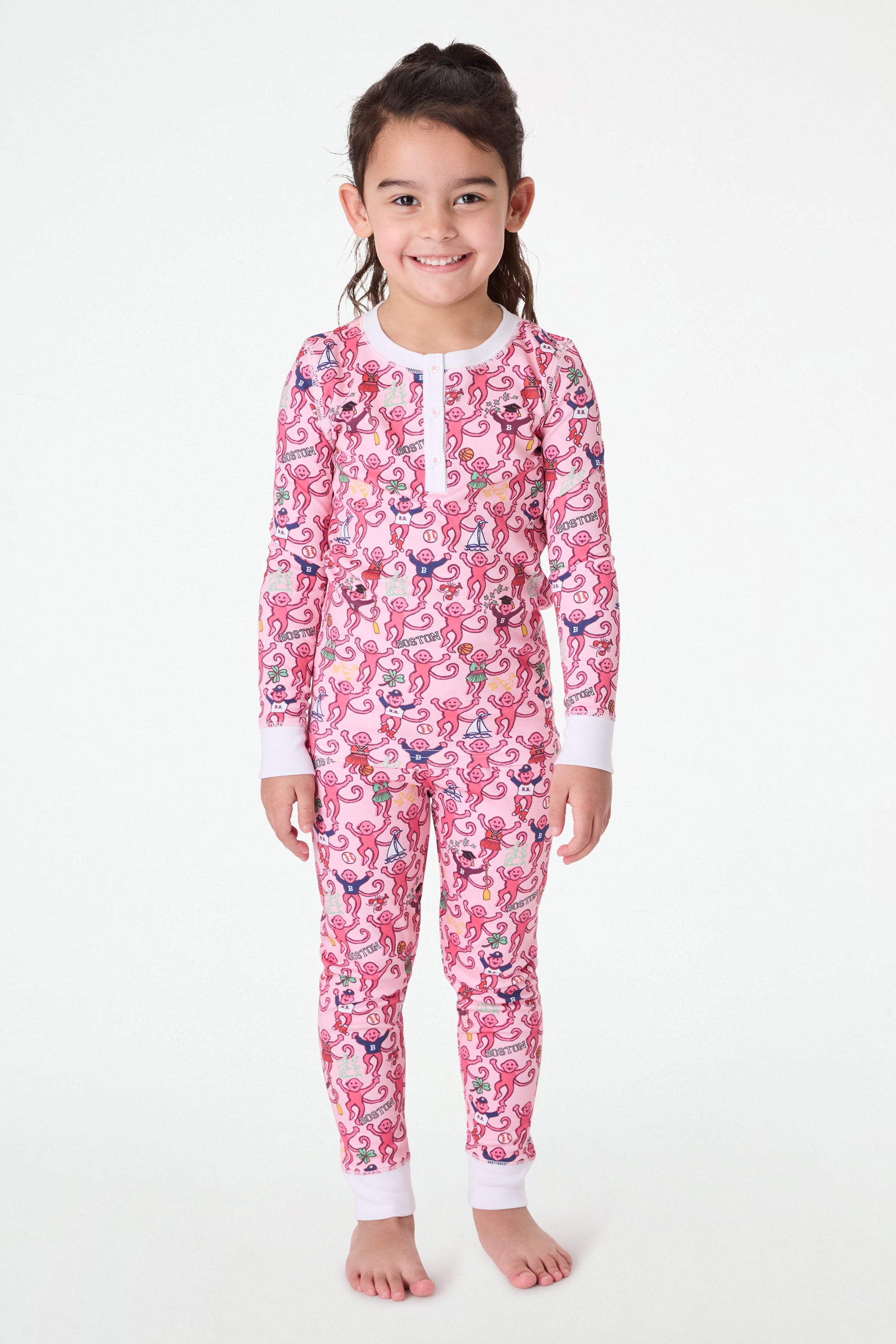 Boston Monkey Print Kids Pajamas